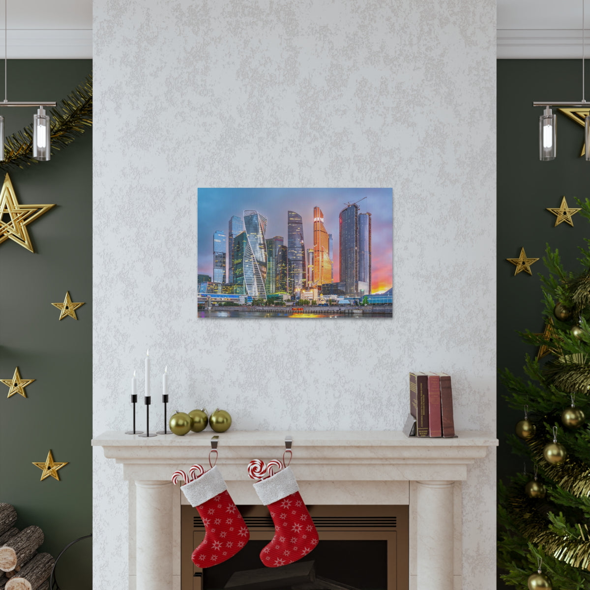 Moscow Night Skyline Canvas Artwork High-Quality Breathtaking Stunning Cityscape for Home Decor Ready to Hang-Express Your Love Gifts