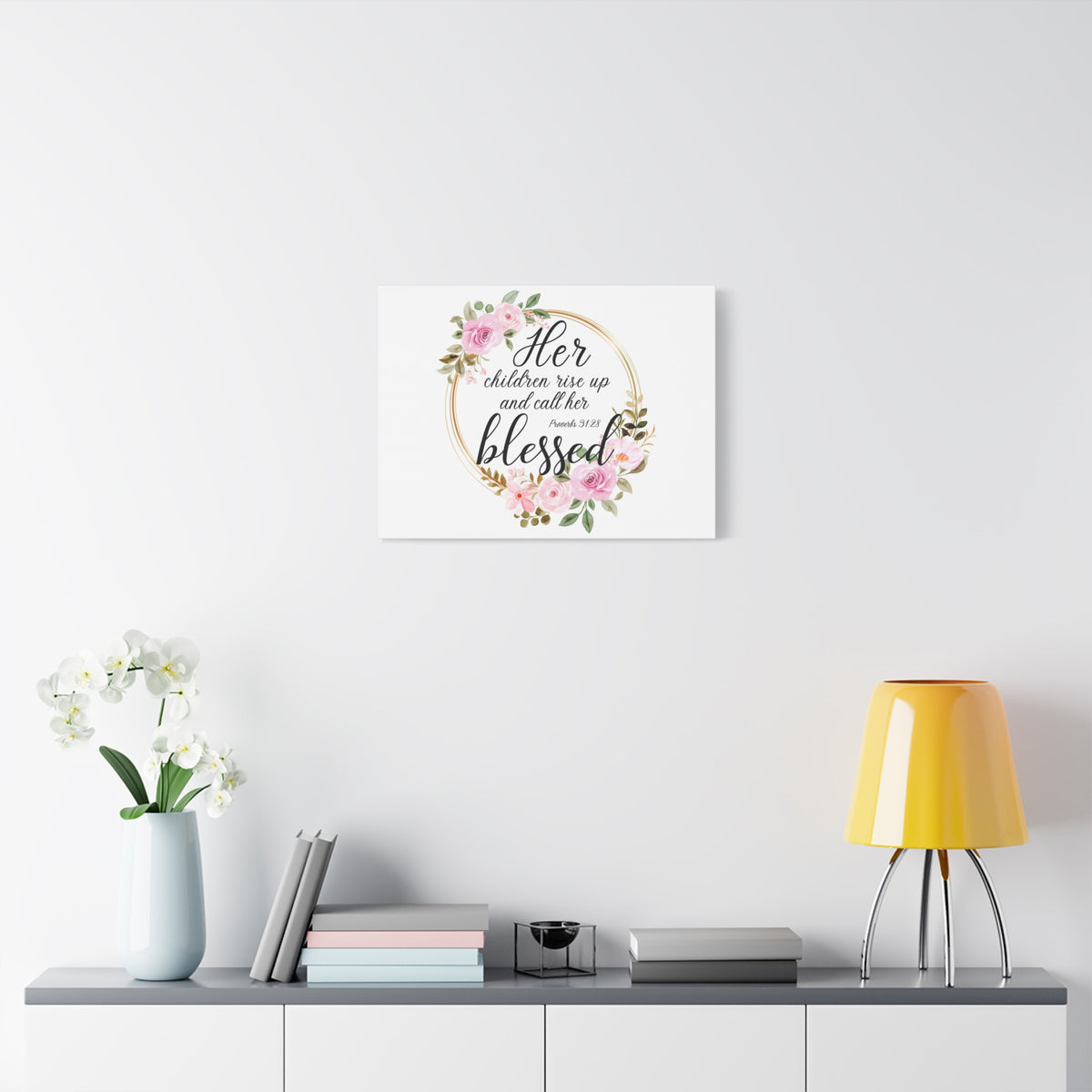 Scripture Walls Proverbs 31:28 She is Blessed Bible Verse Canvas Christian Wall Art Ready to Hang Unframed-Express Your Love Gifts