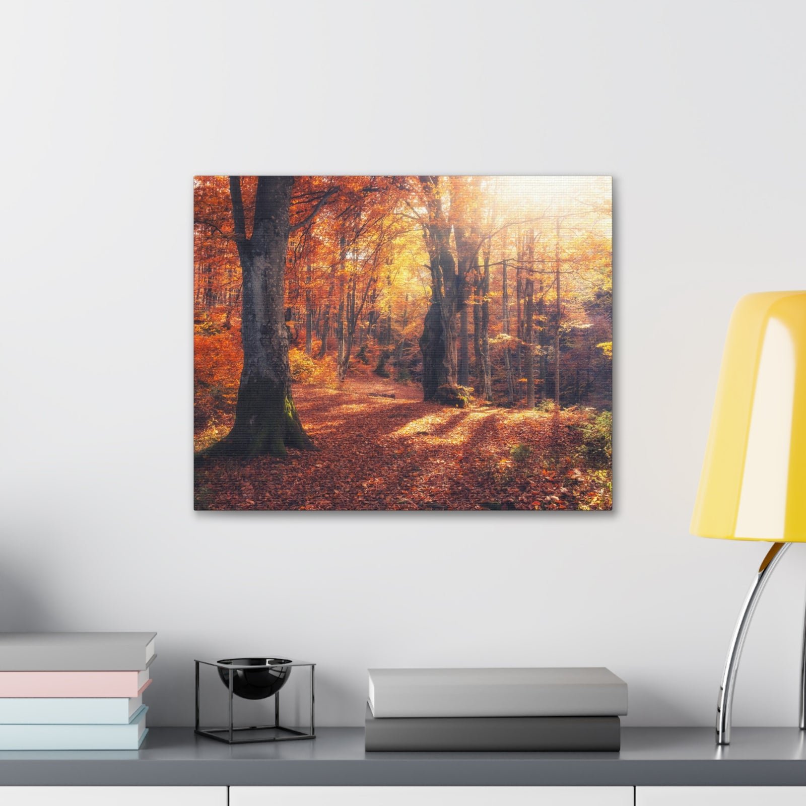 Orange Tree Sunlight Autumn Forest Nature Wilderness Photography Canvas Wall Art for Home Decor Ready-to-Hang-Express Your Love Gifts