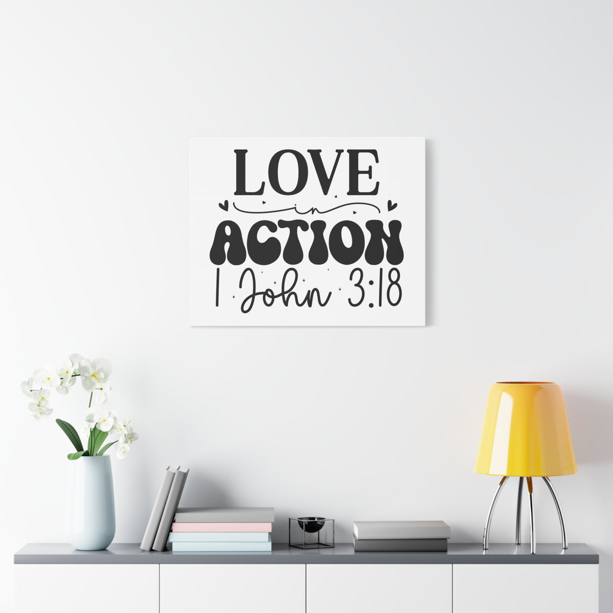 Scripture Walls 1 John 3:18 His Love in Action Bible Verse Canvas Christian Wall Art Ready to Hang Unframed-Express Your Love Gifts