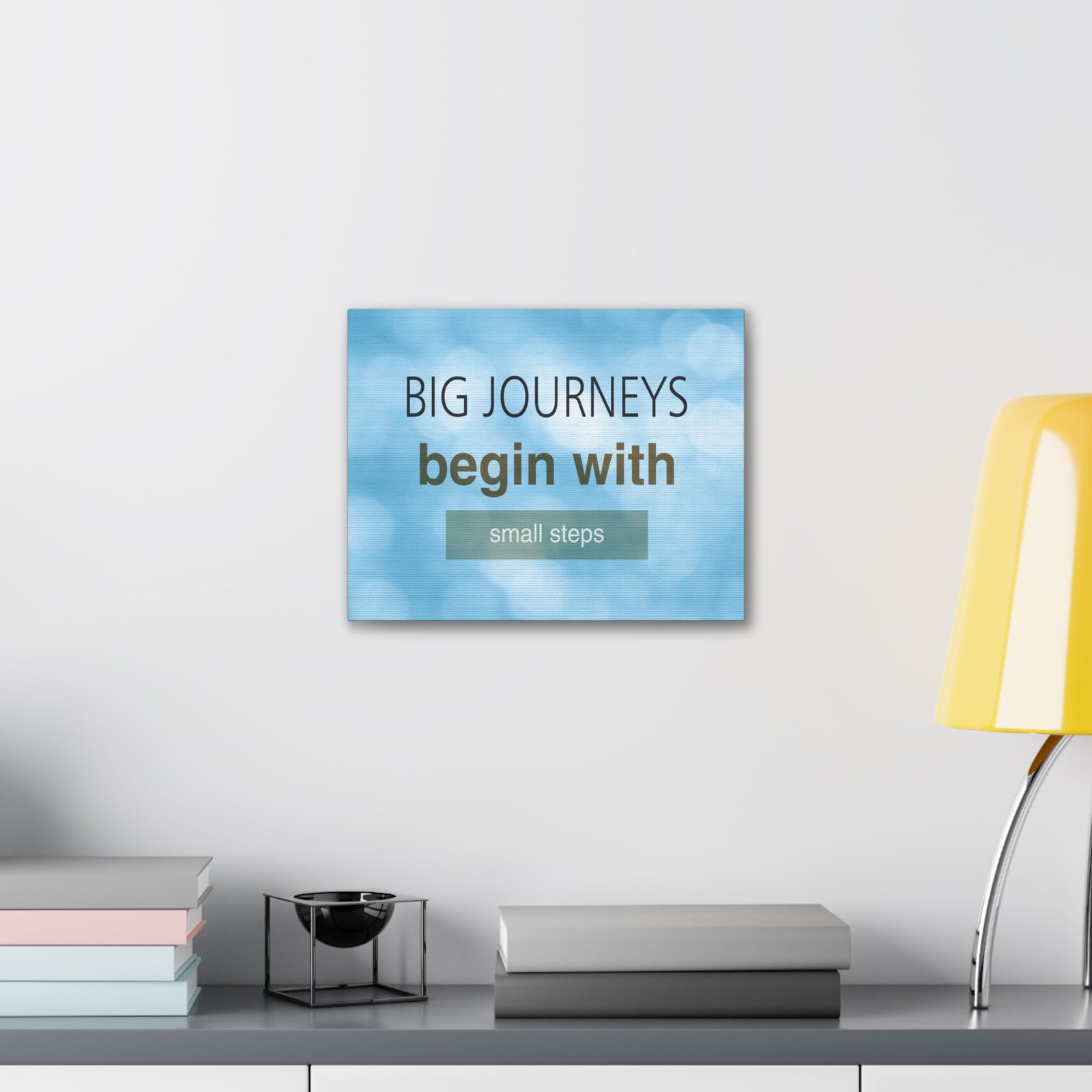 Inspirational Quote Canvas Big Journey's Begin With Motivational Print Ready to Hang Artwork-Express Your Love Gifts