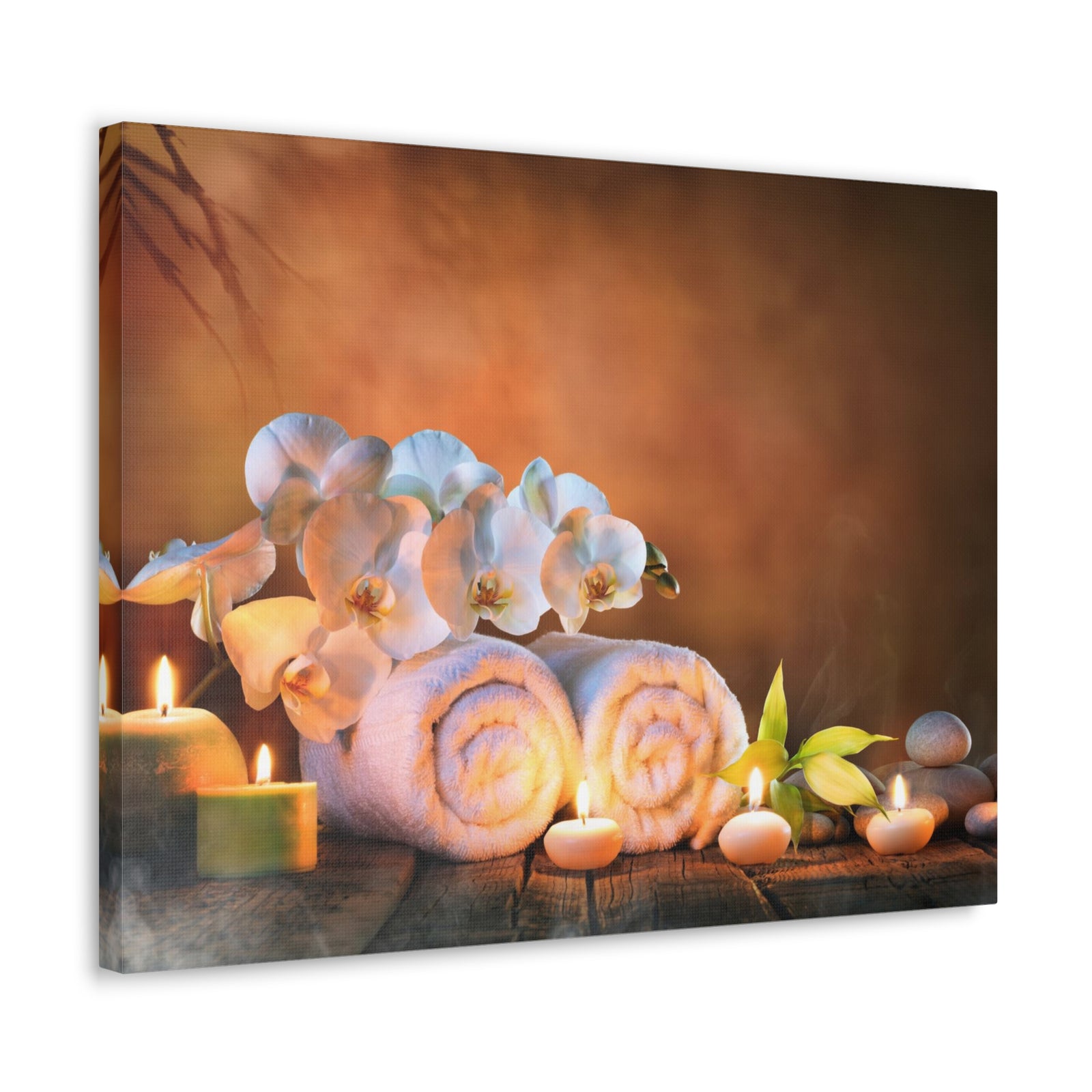 Candles and Orchid Forest Floral Nature Photography Canvas Wall Art for Home Decor Ready-to-Hang-Express Your Love Gifts