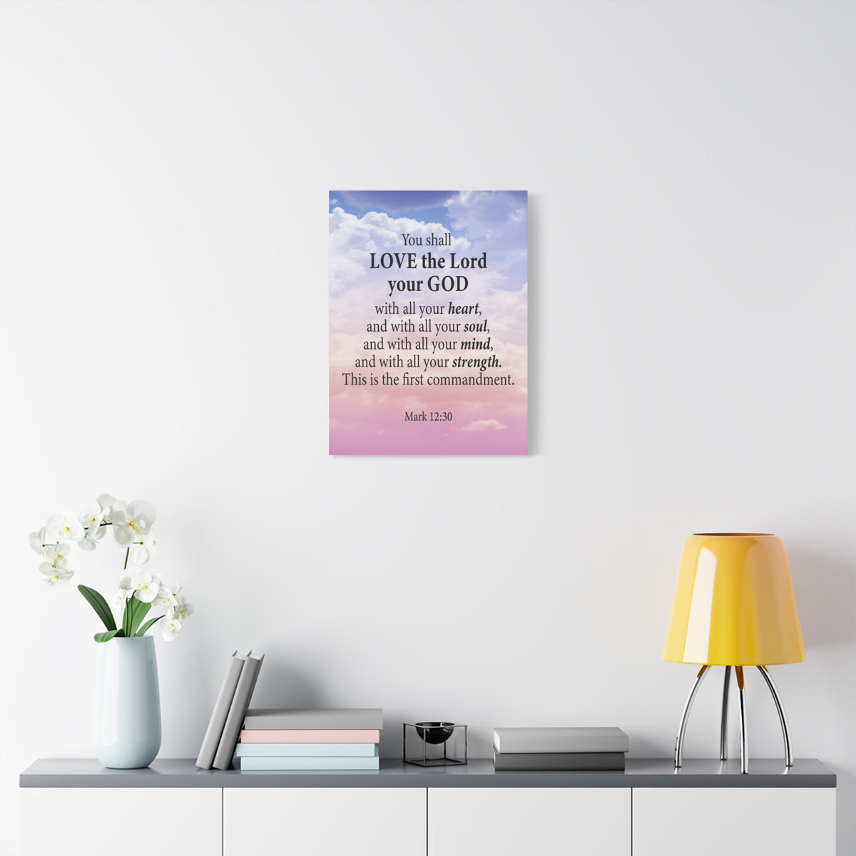 Bible Verse Canvas Love the Lord With All Your Heart Mark 12:30 Wall Art Christian Home Decor-Express Your Love Gifts