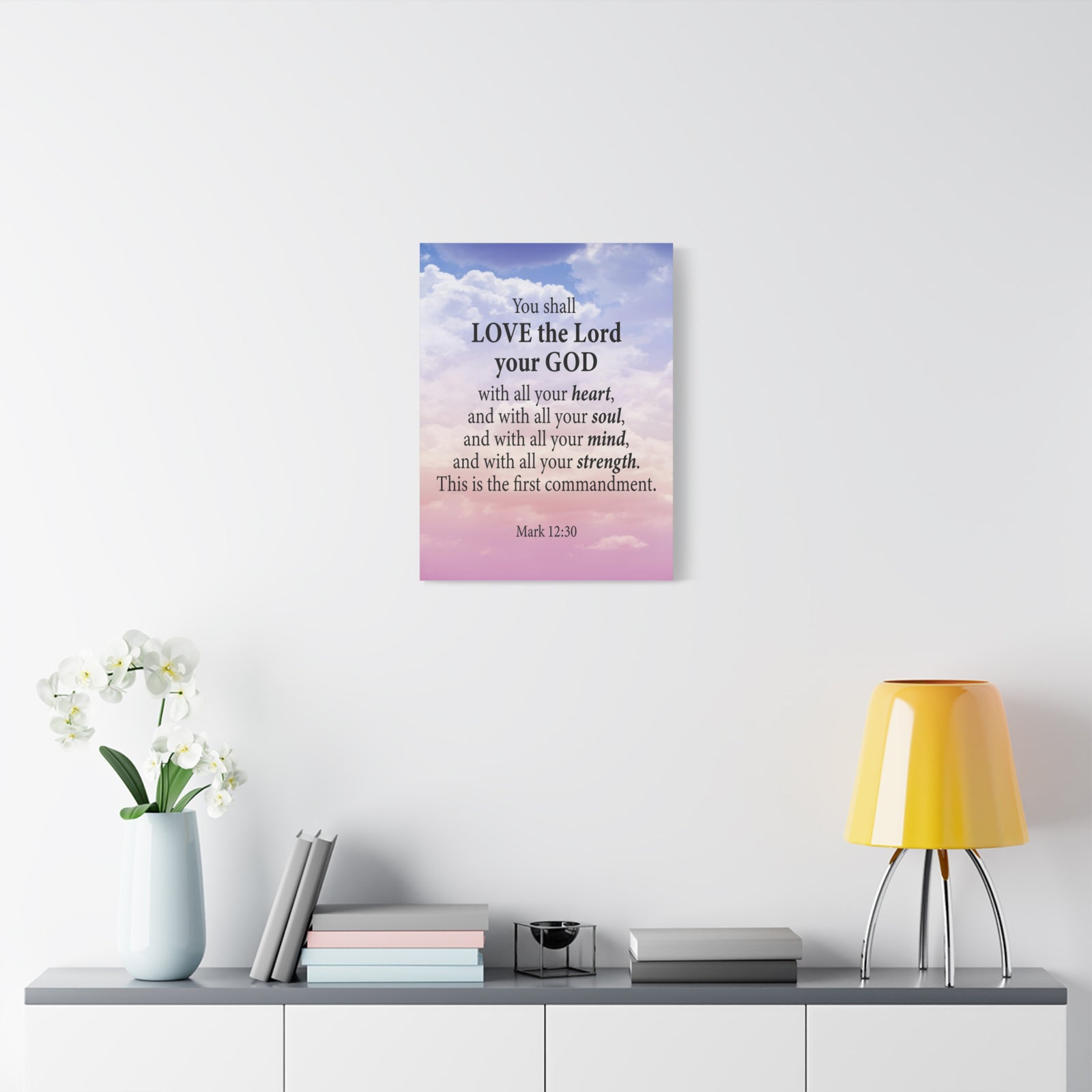 Bible Verse Canvas Love the Lord With All Your Heart Mark 12:30 Wall Art Christian Home Decor-Express Your Love Gifts