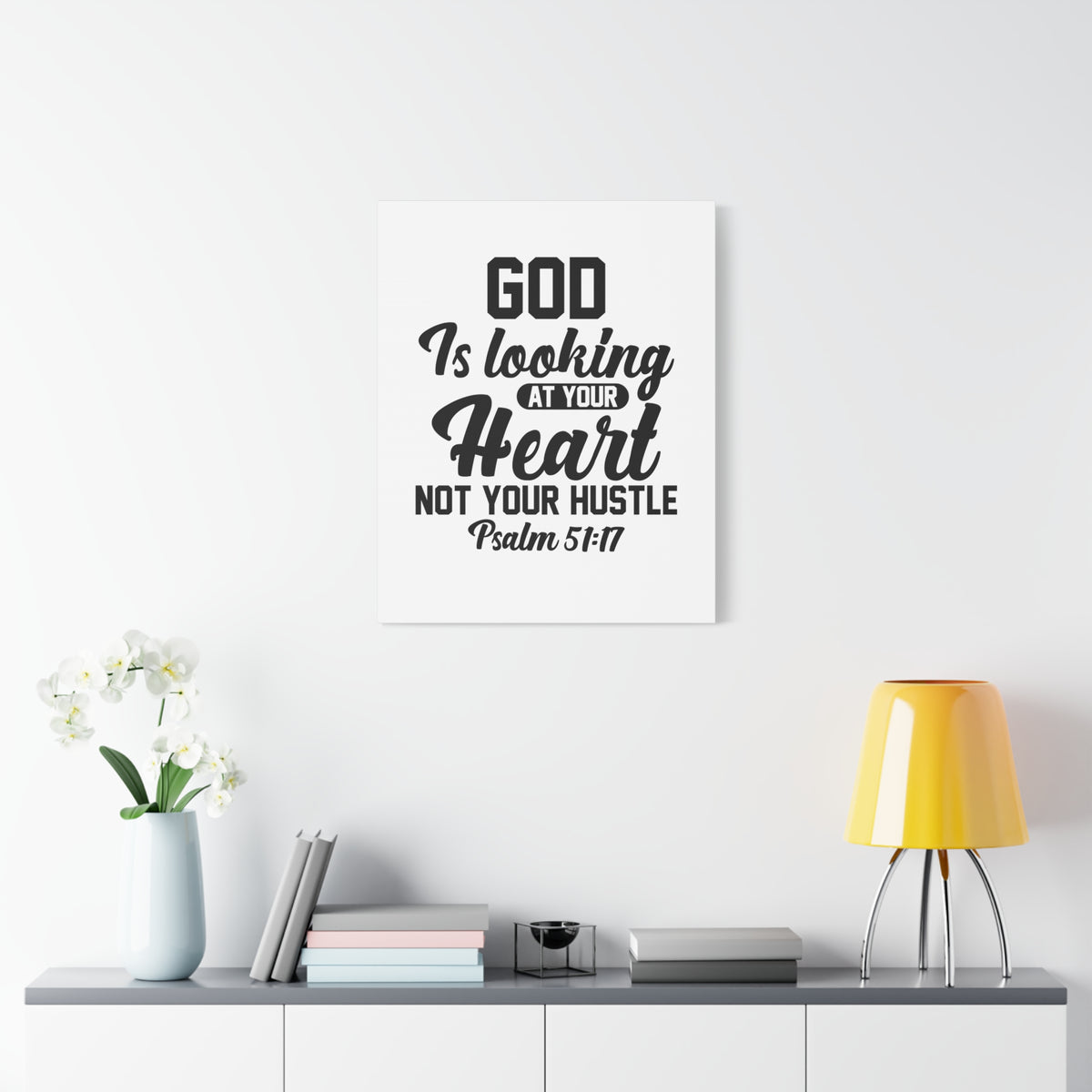 Scripture Walls Psalm 51:17 God is Looking at Your Heart Bible Verse Canvas Christian Wall Art Ready to Hang Unframed-Express Your Love Gifts