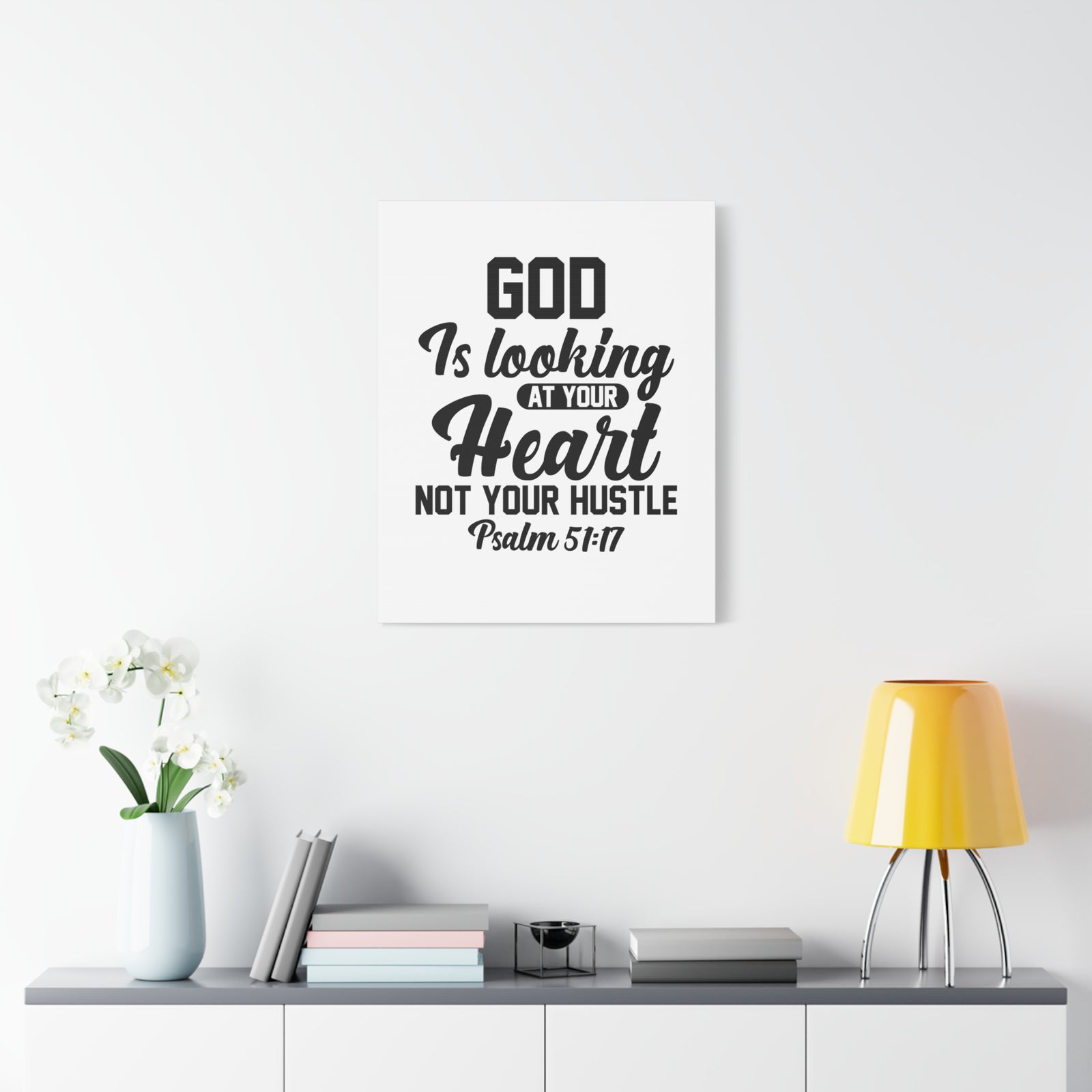 Scripture Walls Psalm 51:17 God is Looking at Your Heart Bible Verse Canvas Christian Wall Art Ready to Hang Unframed-Express Your Love Gifts