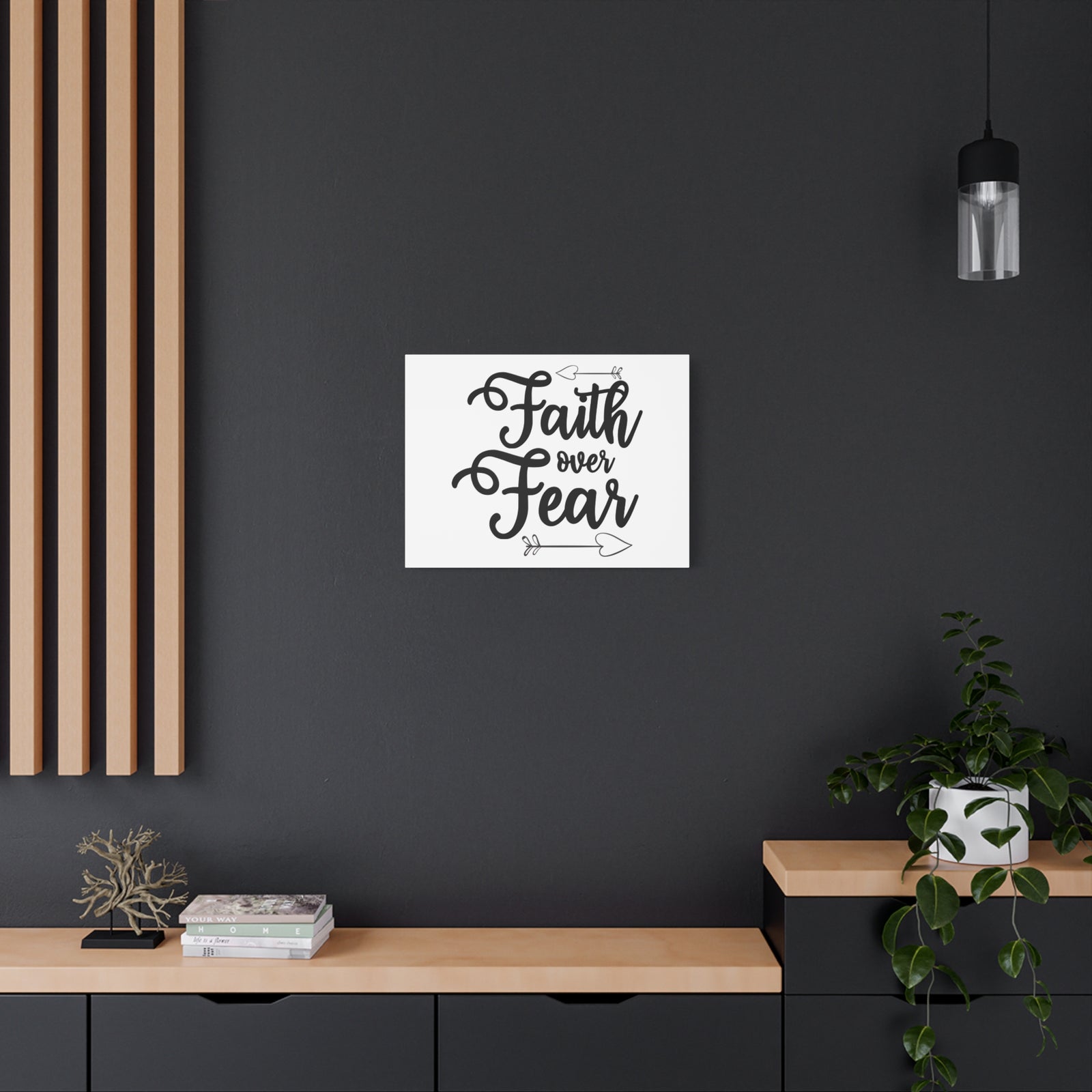 Scripture Canvas Faith Over Fear Psalm 34:4 Christian Wall Art Print Ready to Hang-Express Your Love Gifts
