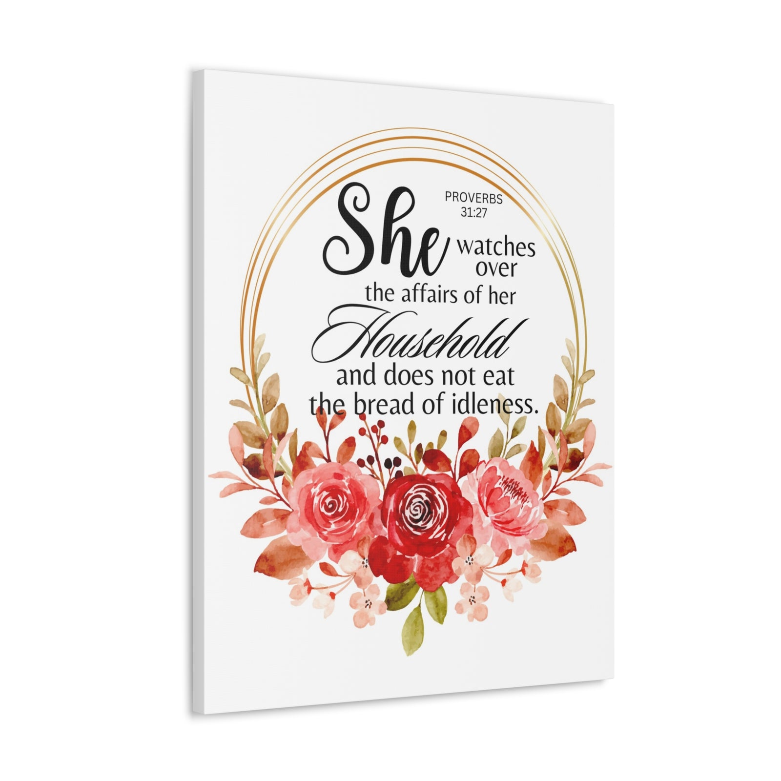 Scripture Walls Proverbs 31:27 She Watches Over Her Household Bible Verse Canvas Christian Wall Art Ready to Hang Unframed-Express Your Love Gifts