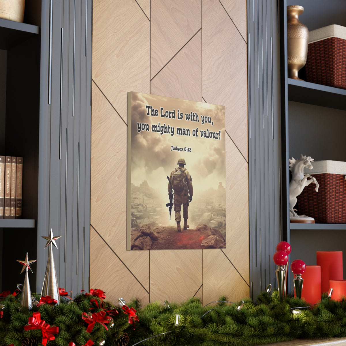 Scripture Walls Divine Valor: A Soldier's Journey Judges 6:12 Christian Wall Art Print Ready to Hang Unframed-Express Your Love Gifts
