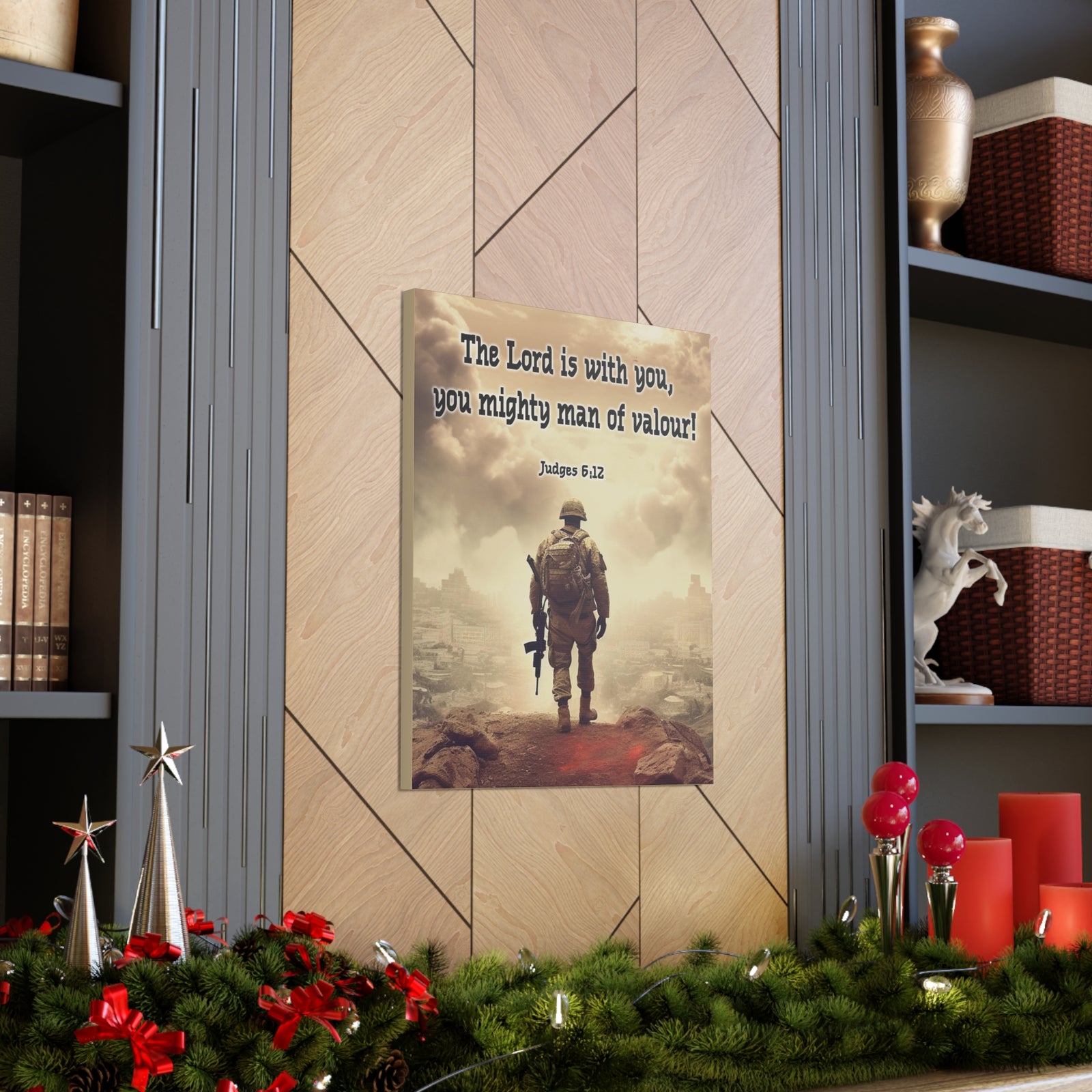Scripture Walls Divine Valor: A Soldier's Journey Judges 6:12 Christian Wall Art Print Ready to Hang Unframed-Express Your Love Gifts