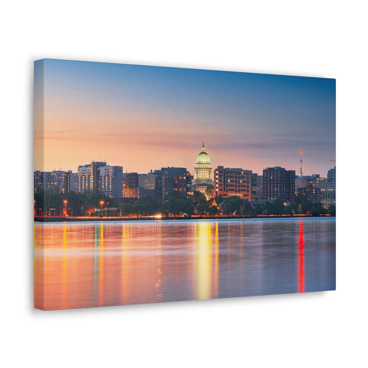Madison Night Skyline Canvas Artwork High-Quality Breathtaking Stunning Cityscape for Home Decor Ready to Hang-Express Your Love Gifts