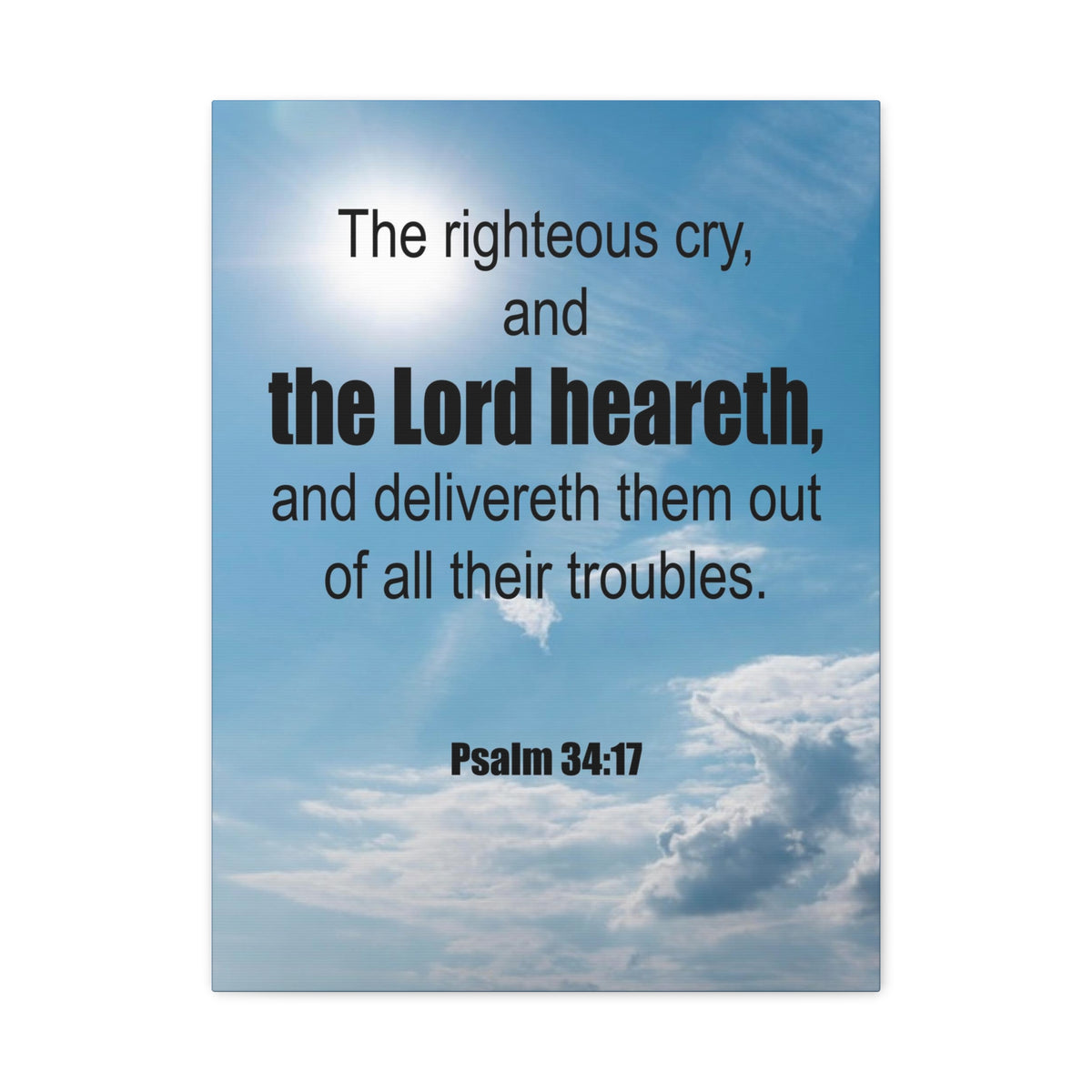 Scripture Walls The Lord Heareth Psalm 34:17 Bible Verse Canvas Christian Wall Art Ready to Hang-Express Your Love Gifts
