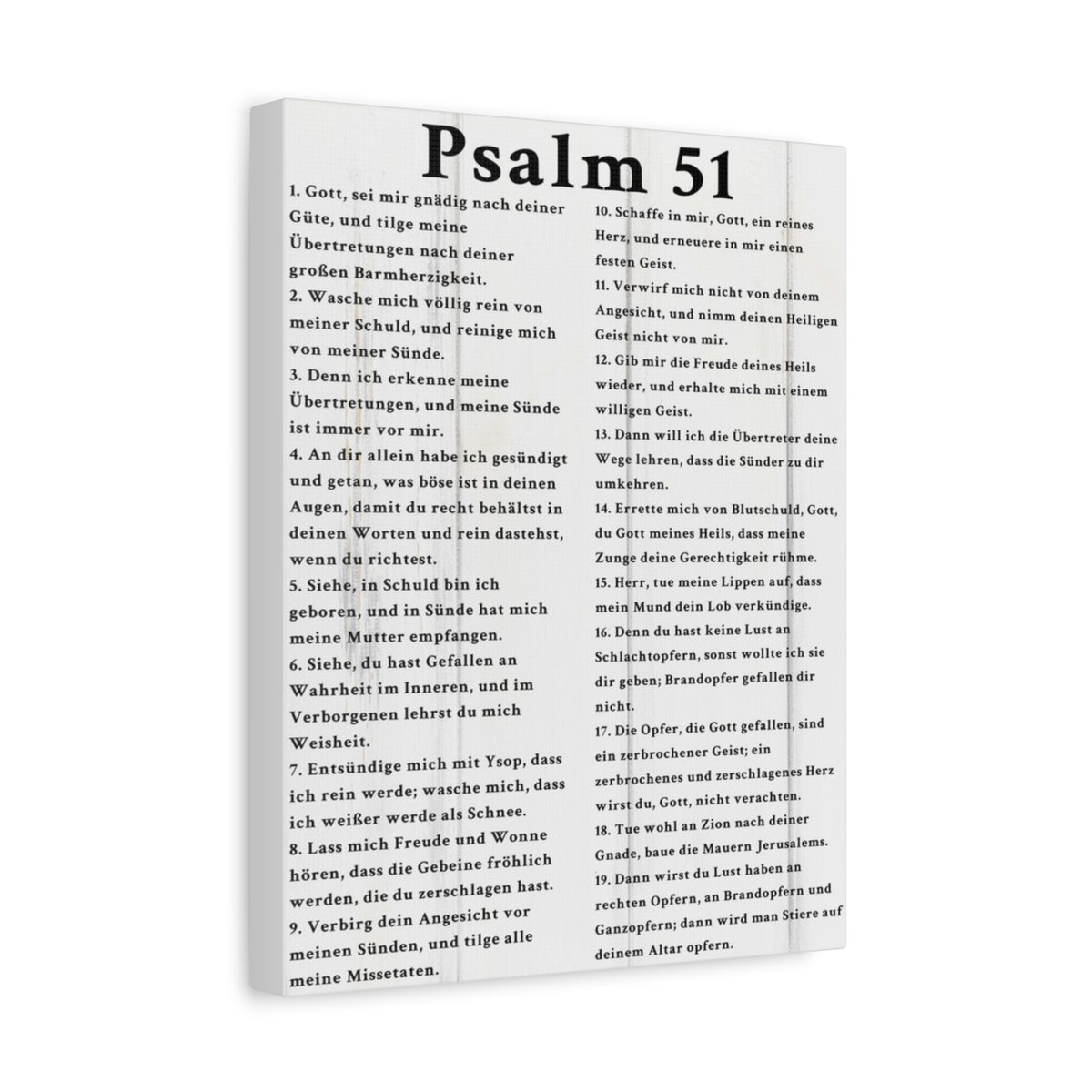 Scripture Walls Psalm 51 German White Bible Verse Canvas Christian Wall Art Ready to Hang Unframed-Express Your Love Gifts
