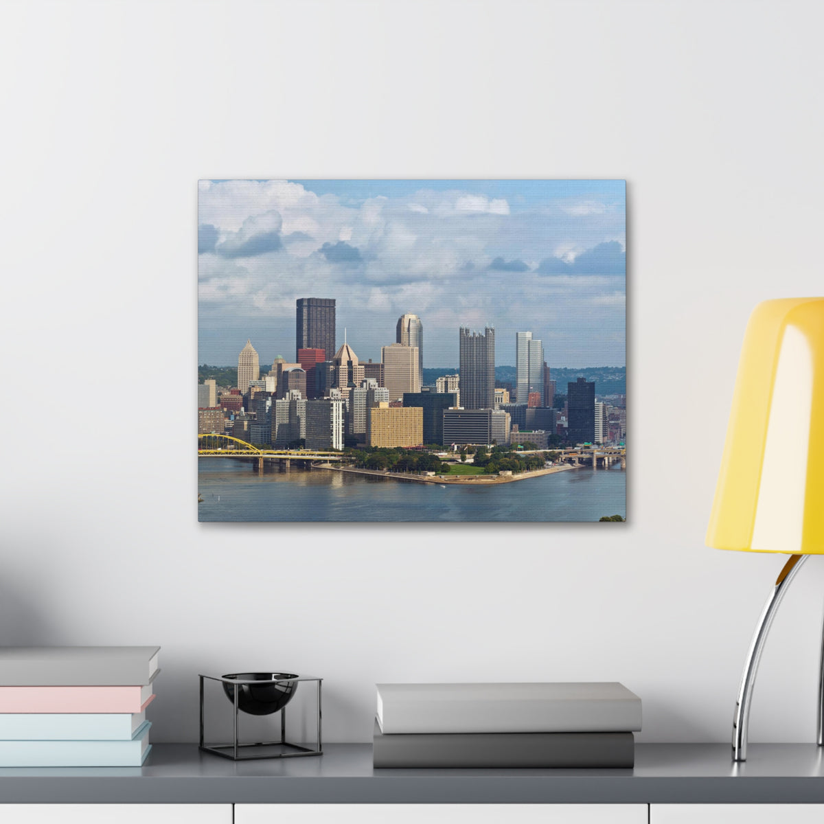 Pittsburgh Daytime Skyline Canvas Artwork High-Quality Breathtaking Stunning Cityscape for Home Decor Ready to Hang-Express Your Love Gifts