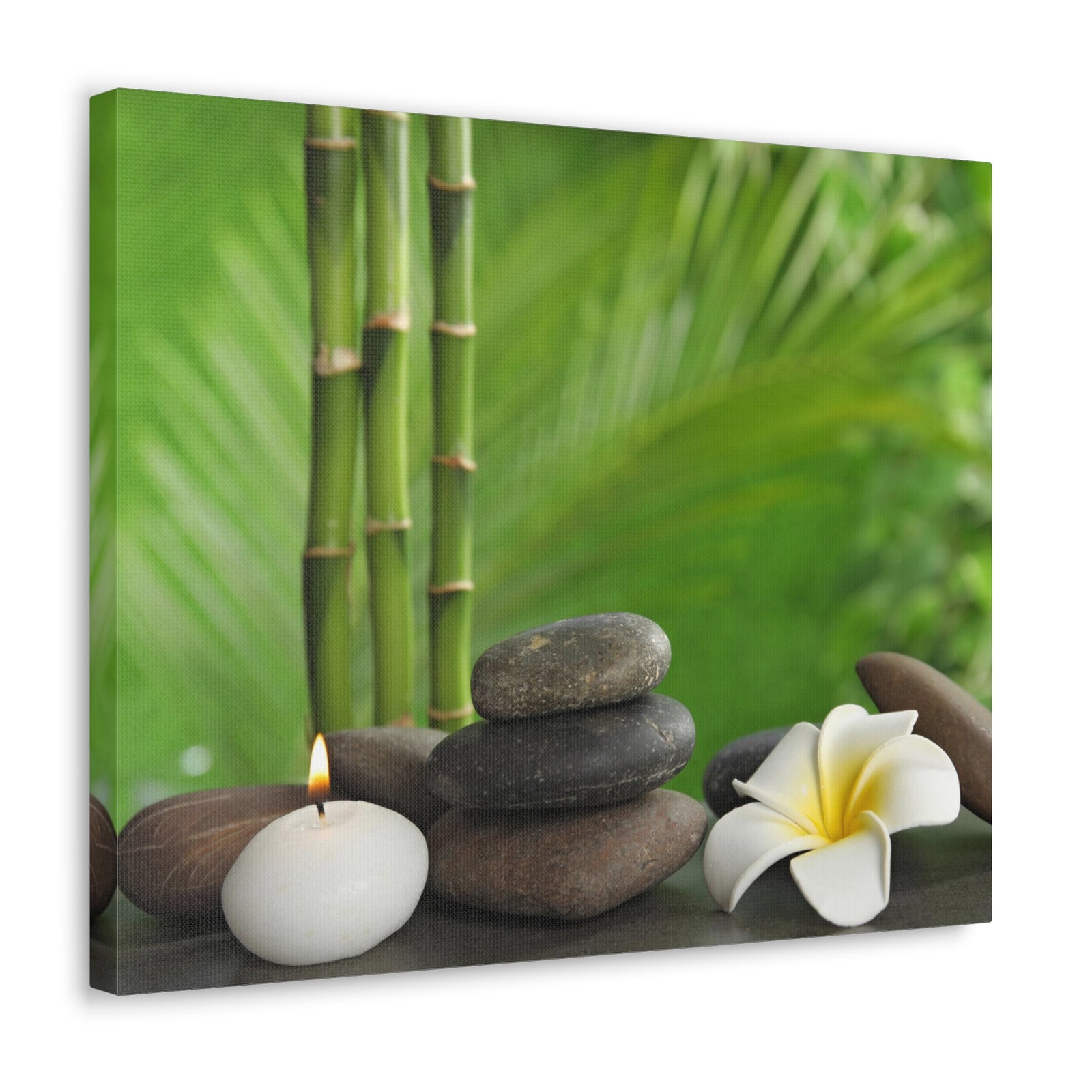 Stones on Table Forest Floral Nature Photography Canvas Wall Art for Home Decor Ready-to-Hang-Express Your Love Gifts