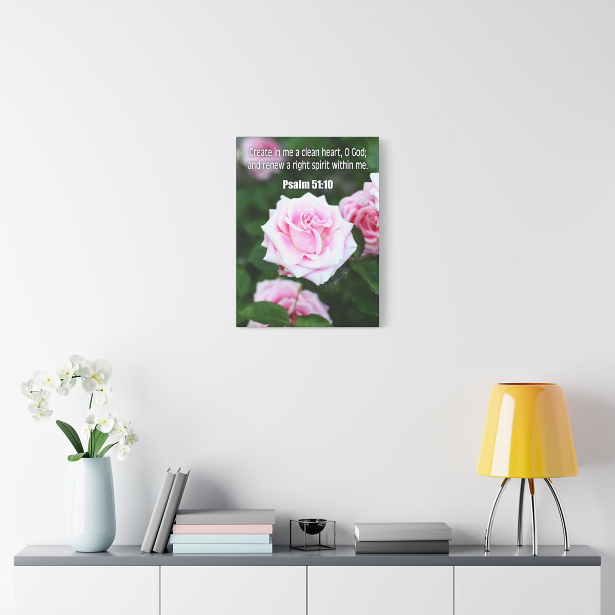 Scripture Canvas Create In Me Psalm 51:10 Christian Wall Art Bible Verse Print Ready to Hang-Express Your Love Gifts