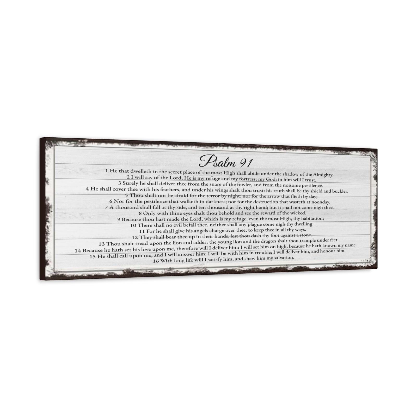 Scripture Walls Psalm 91 English Landscape White Bible Verse Canvas Christian Wall Art Ready to Hang Unframed-Express Your Love Gifts