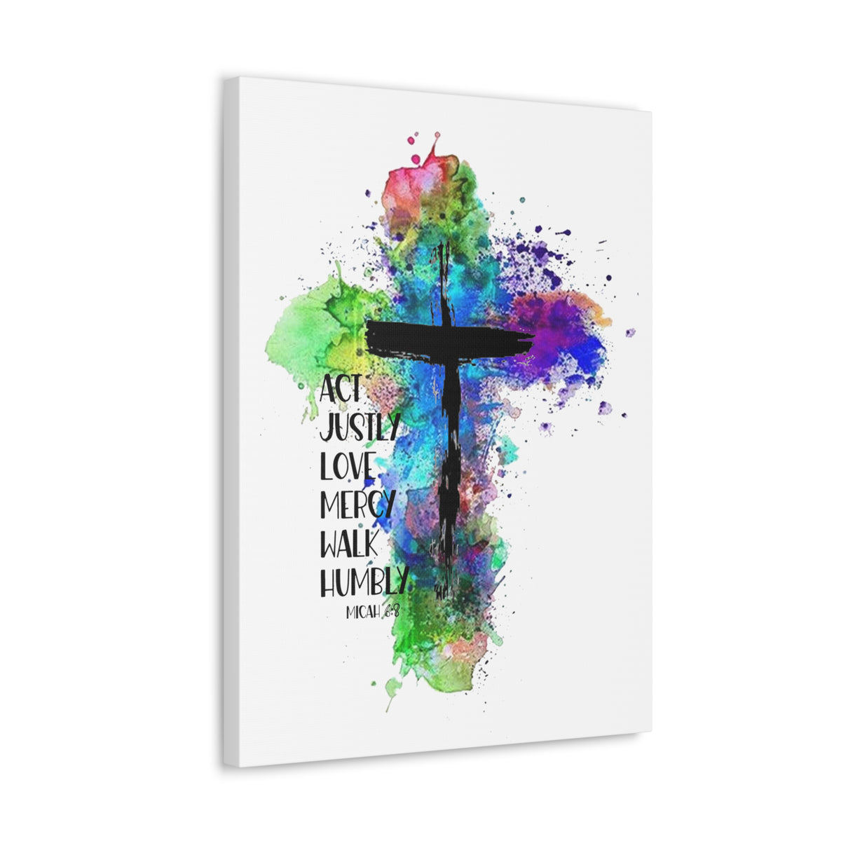 Scripture Walls Micah 6:8 Act Justly Distressed Cross Bible Verse Canvas Christian Wall Art Ready to Hang Unframed-Express Your Love Gifts