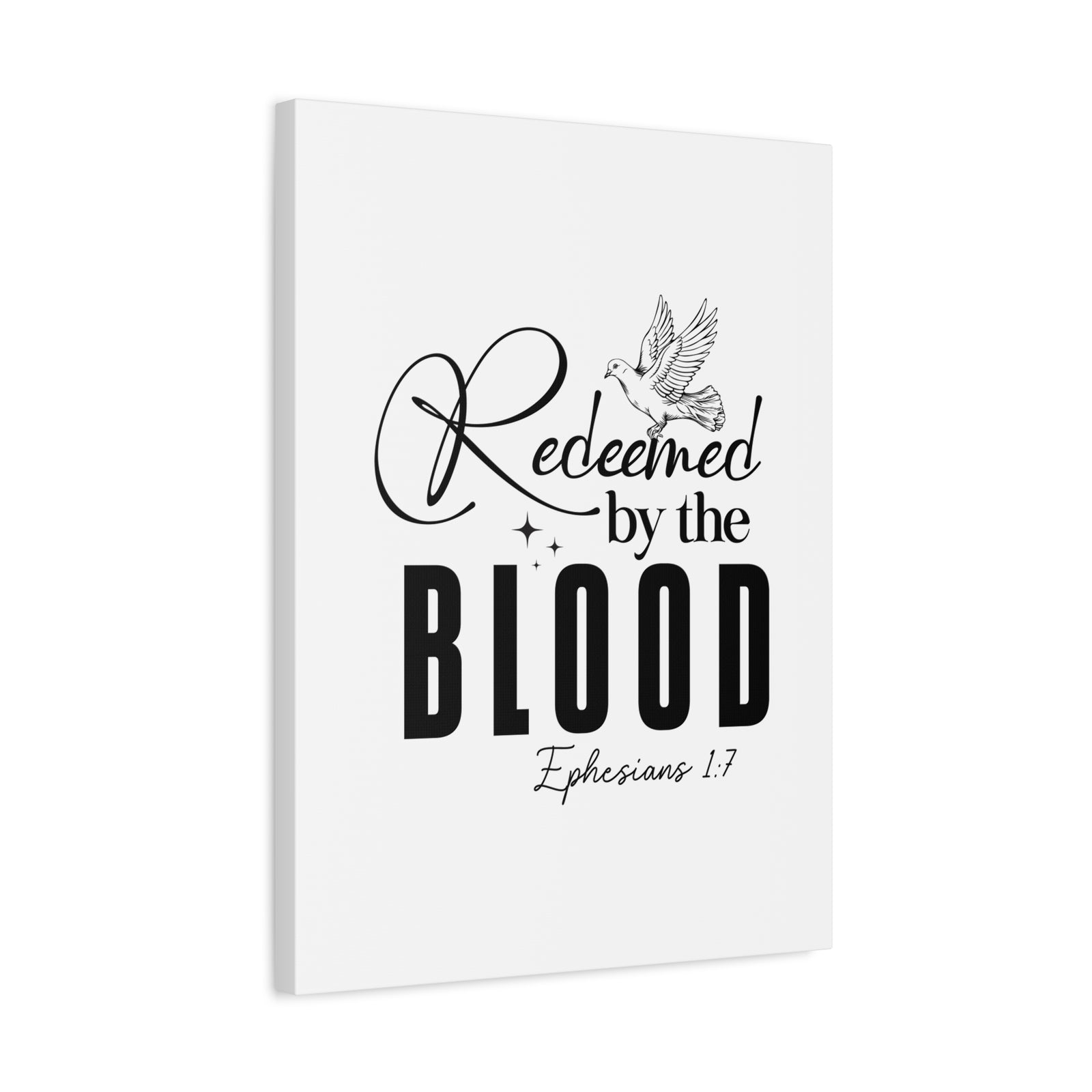 Scripture Walls Ephesians 1:7 Redeemed by Blood Bible Verse Canvas Christian Wall Art Ready to Hang Unframed-Express Your Love Gifts