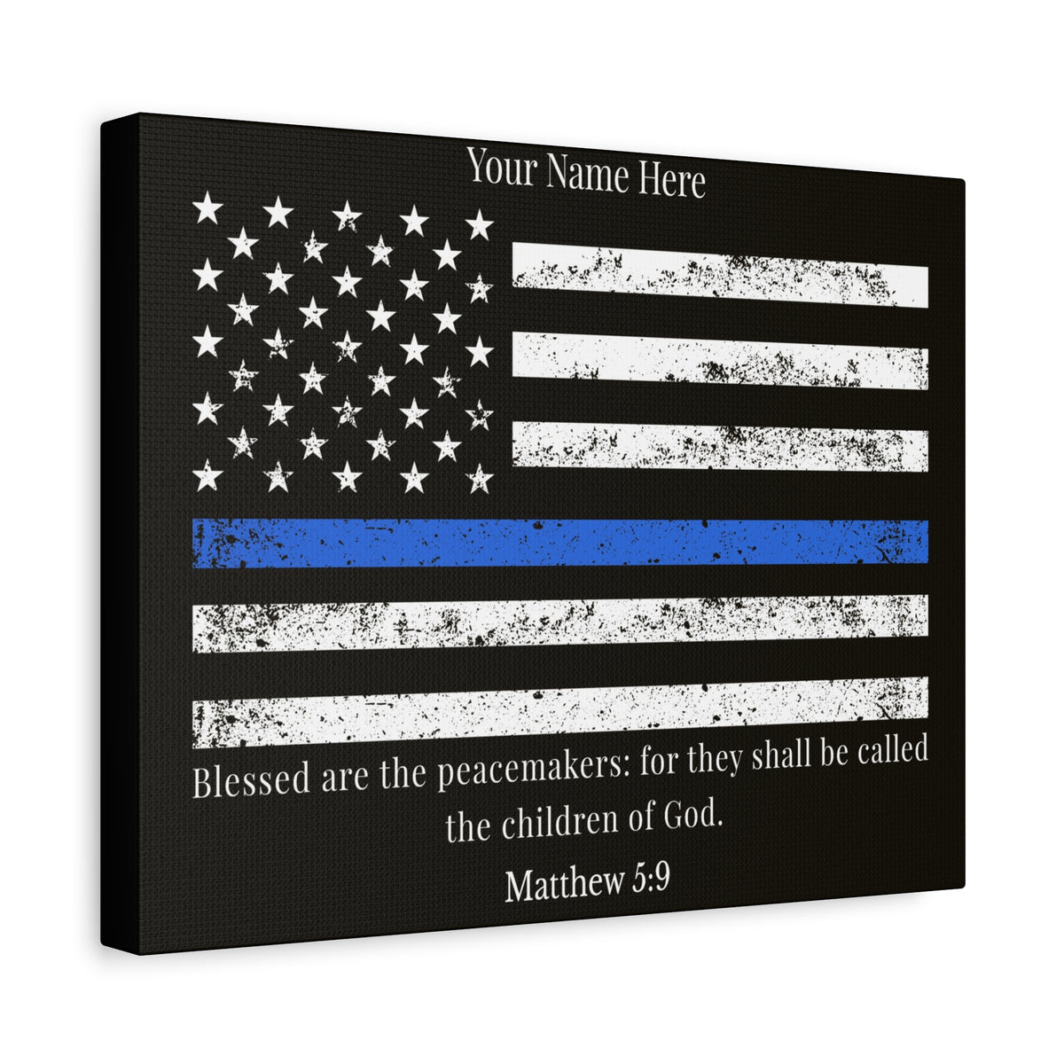 Scripture Walls Personalized Matthew 5:9 Police Officer Badge Bible Canvas Christian Wall Art Ready to Hang Unframed-Express Your Love Gifts