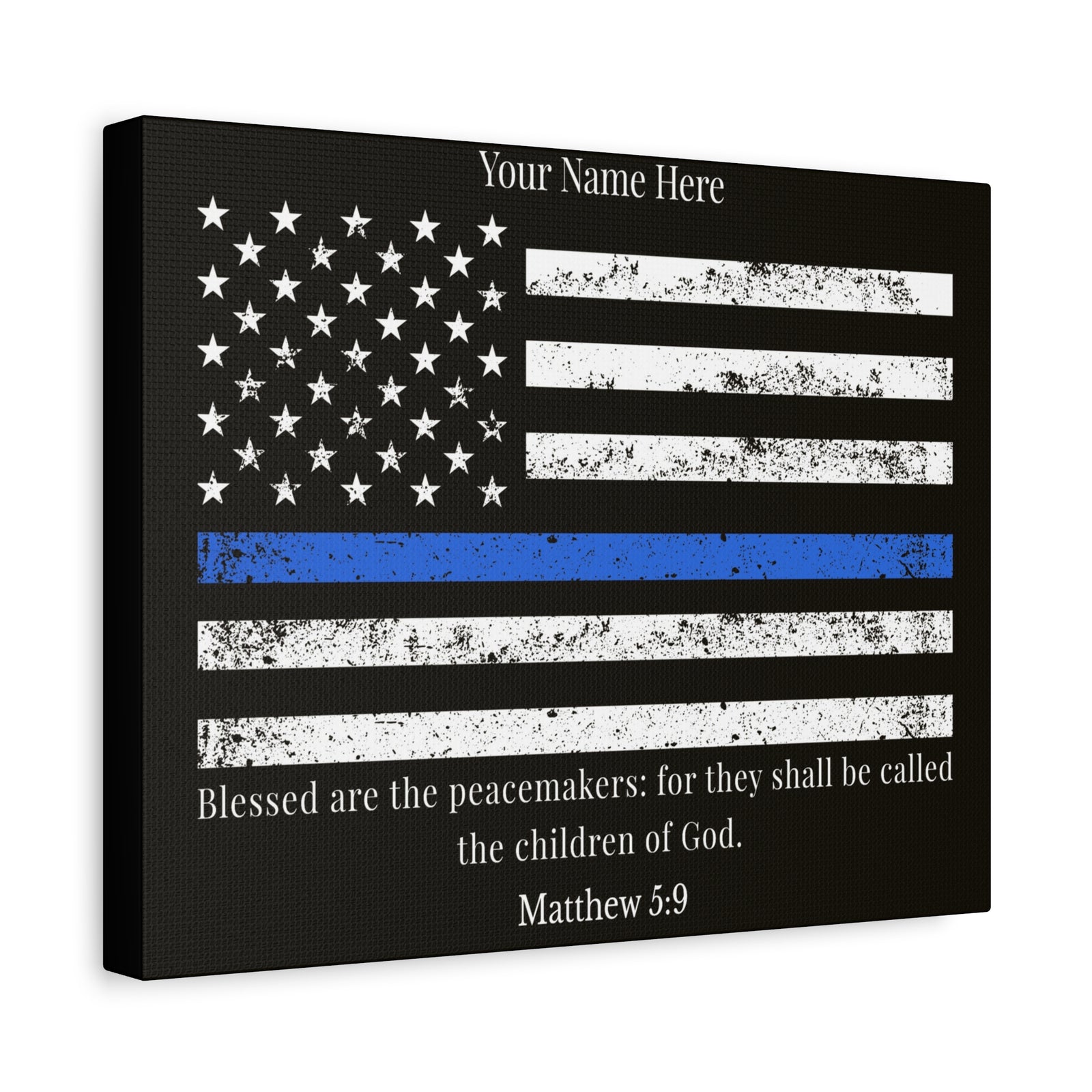 Scripture Walls Personalized Matthew 5:9 Police Officer Badge Bible Canvas Christian Wall Art Ready to Hang Unframed-Express Your Love Gifts