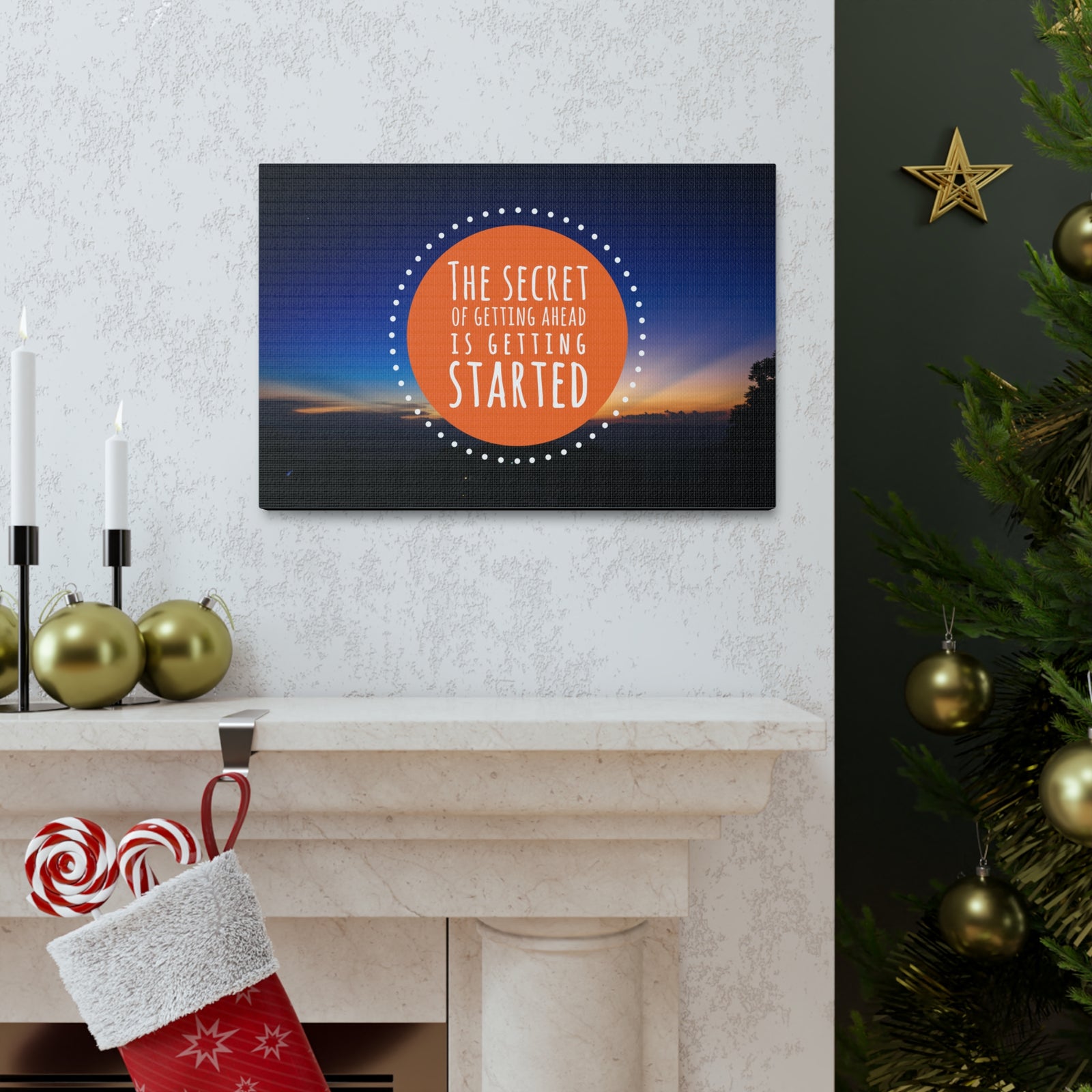 Inspirational Wall Art Secret Of Getting Ahead Motivation Wall Decor for Home Office Gym Inspiring Success Quote Print Ready to Hang-Express Your Love Gifts