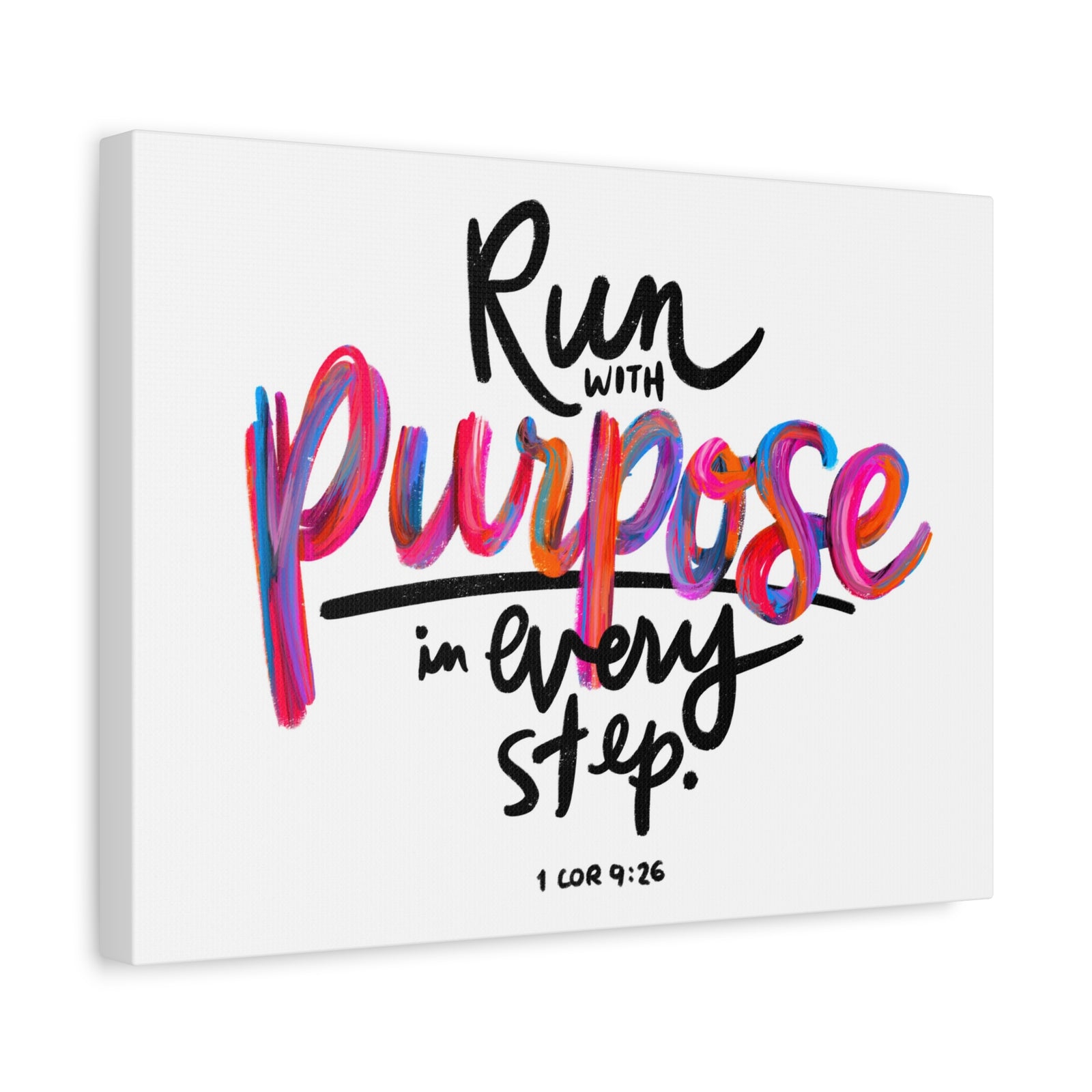 Scripture Canvas Run With Purpose 1 Corinthians 9:26 Christian Wall Art Bible Verse Print Ready to Hang-Express Your Love Gifts