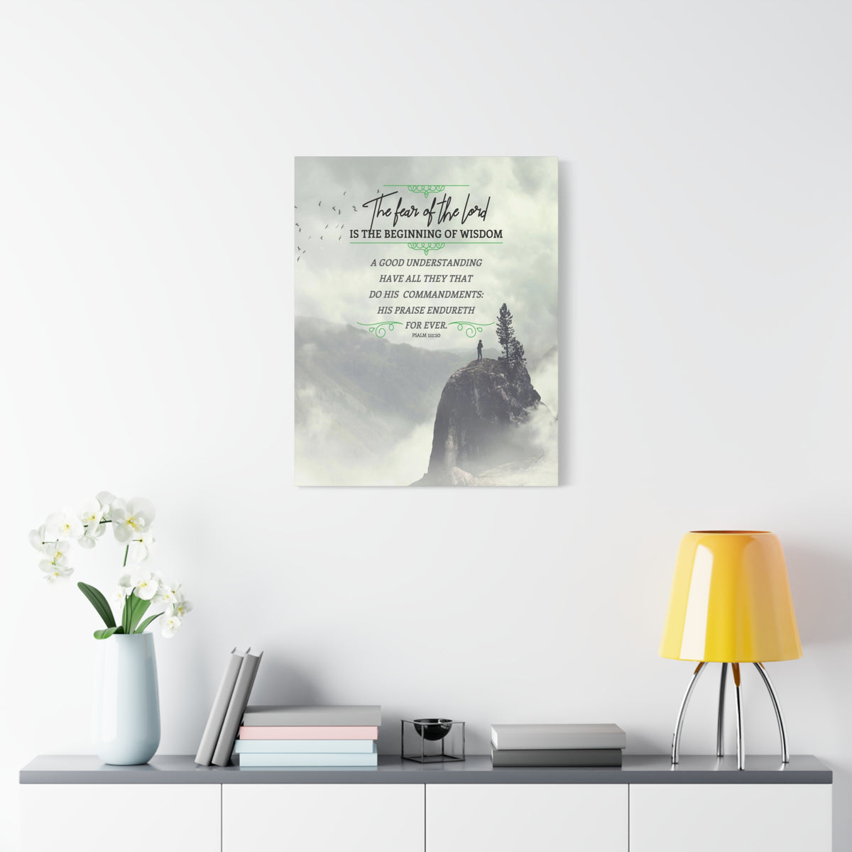Scripture Canvas The Fear of The Lord Psalm 111:10 Christian Wall Art Bible Verse Print Ready to Hang-Express Your Love Gifts