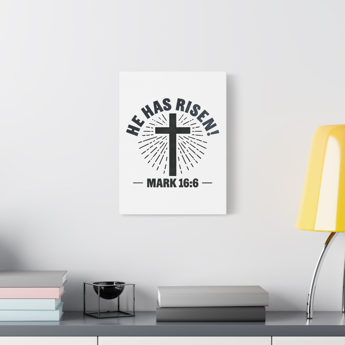 Scripture Walls Mark 16:6 He Has Risen! Cross Bible Verse Canvas Christian Wall Art Ready to Hang Unframed-Express Your Love Gifts