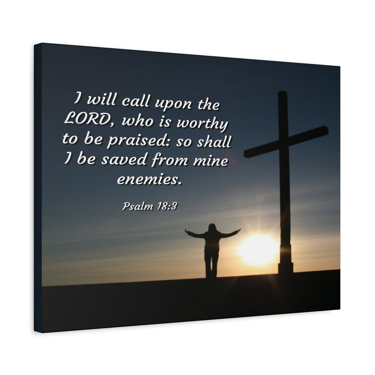 Scripture Canvas Worthy Psalm 18:3 Christian Wall Art Bible Verse Print Ready to Hang-Express Your Love Gifts