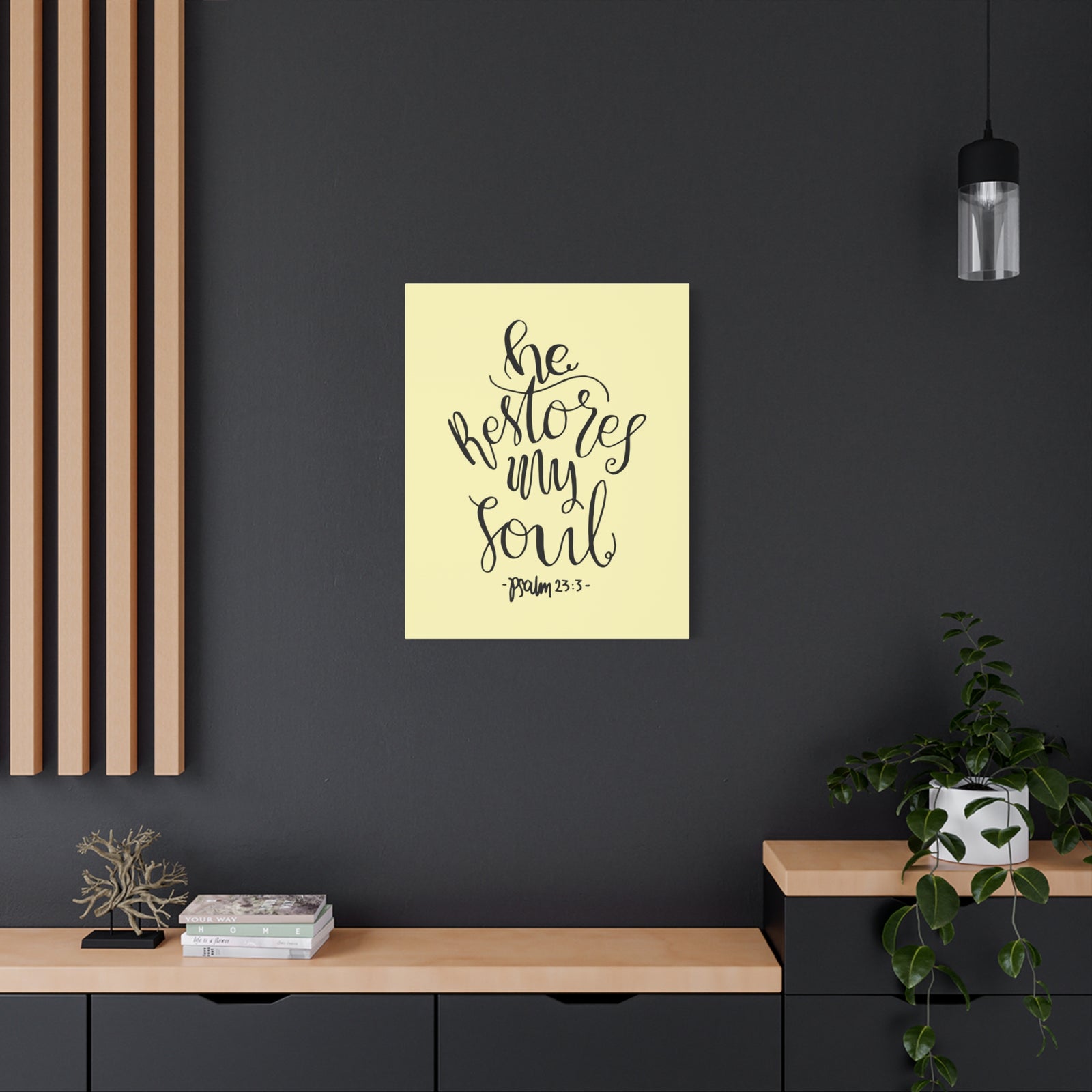 Scripture Walls He Restores My Soul Psalm 23:3 Bible Verse Canvas Christian Wall Art Ready To Hang-Express Your Love Gifts