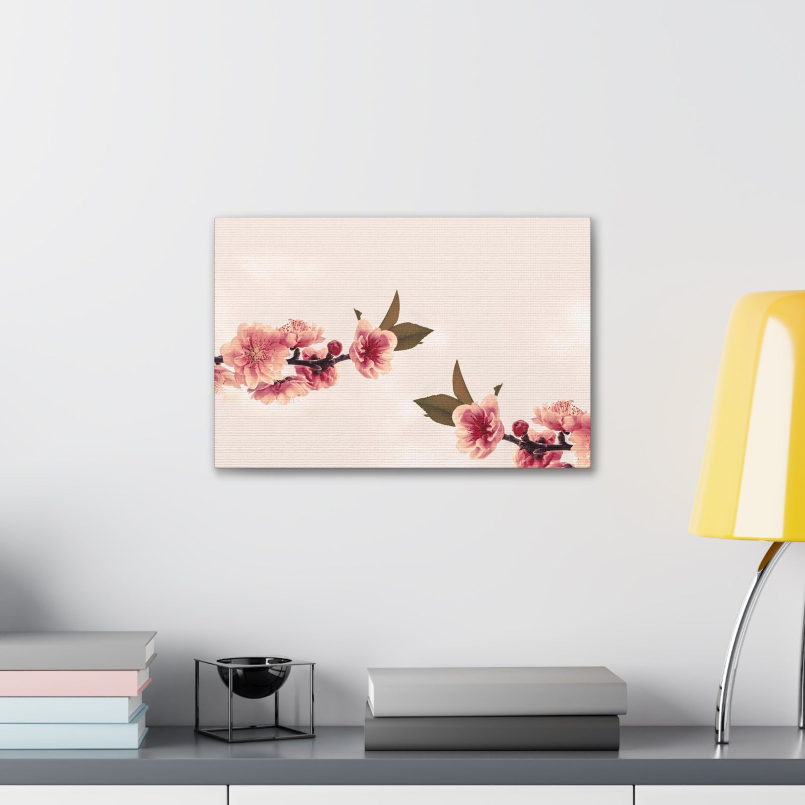 Peach Blossoms with Space Forest Floral Nature Photography Canvas Wall Art for Home Decor Ready-to-Hang-Express Your Love Gifts