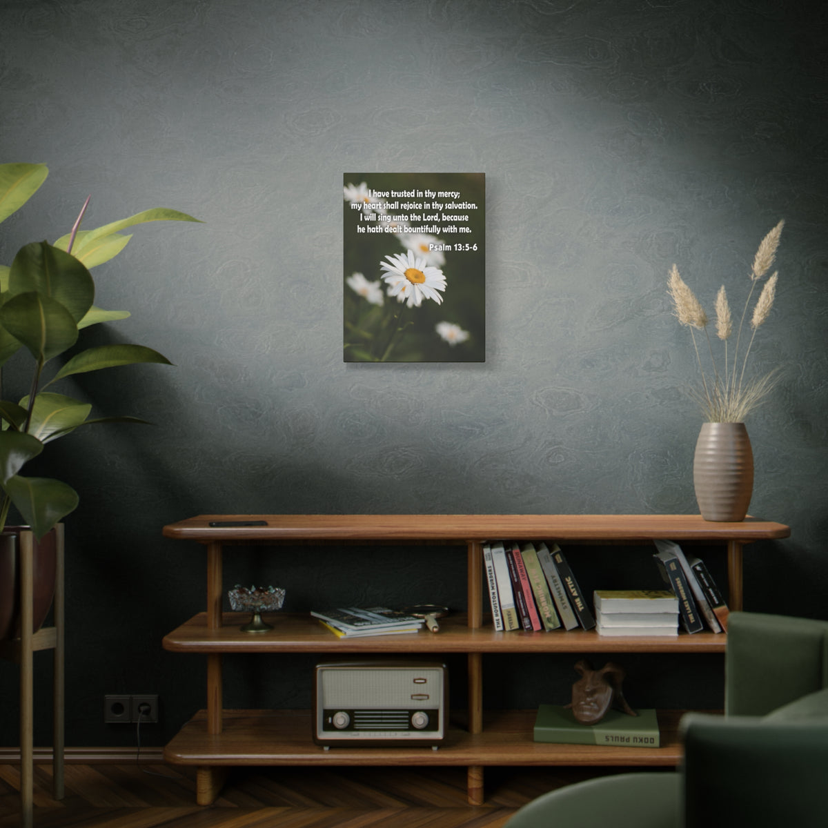 Scripture Canvas Rejoice in Thy Salvation Psalm 13:5-6 Christian Wall Art Bible Verse Print Ready to Hang-Express Your Love Gifts
