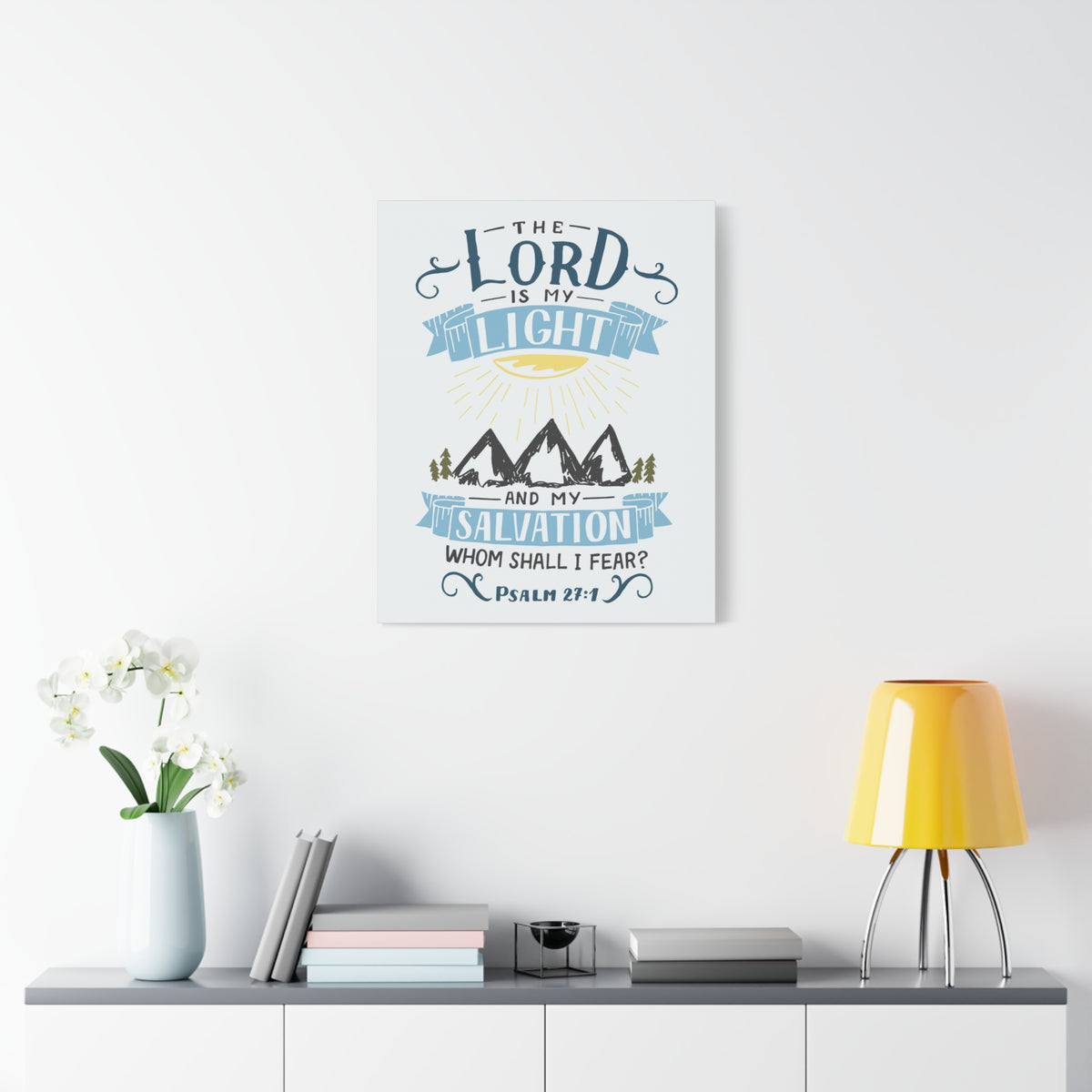 Scripture Canvas The Lord Is My Light Psalm 27:1 Christian Wall Art Bible Verse Print Ready to Hang-Express Your Love Gifts