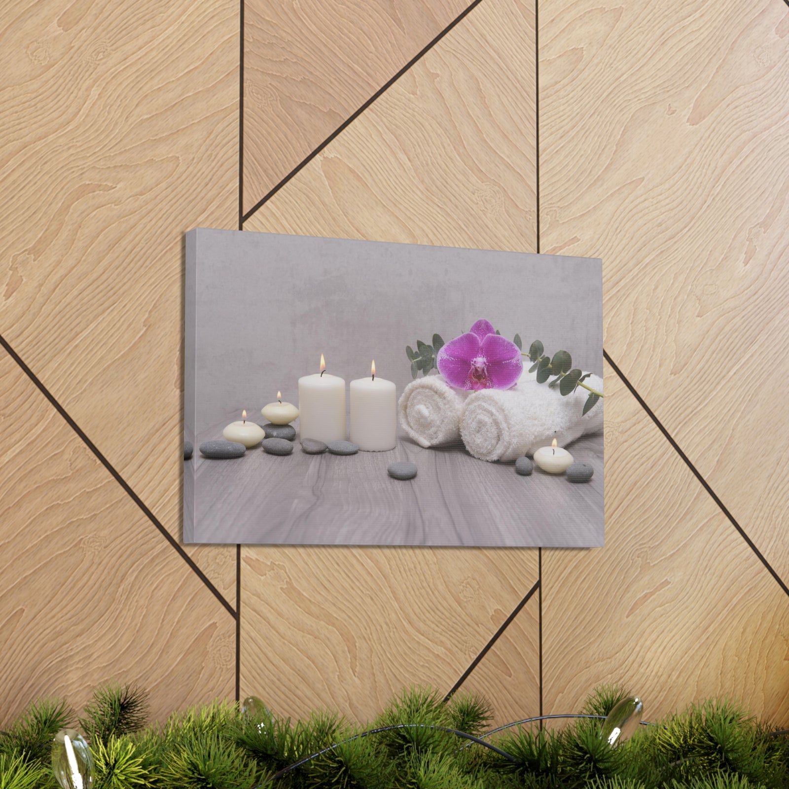 Towel with Green Leaves Forest Floral Nature Photography Canvas Wall Art for Home Decor Ready-to-Hang-Express Your Love Gifts