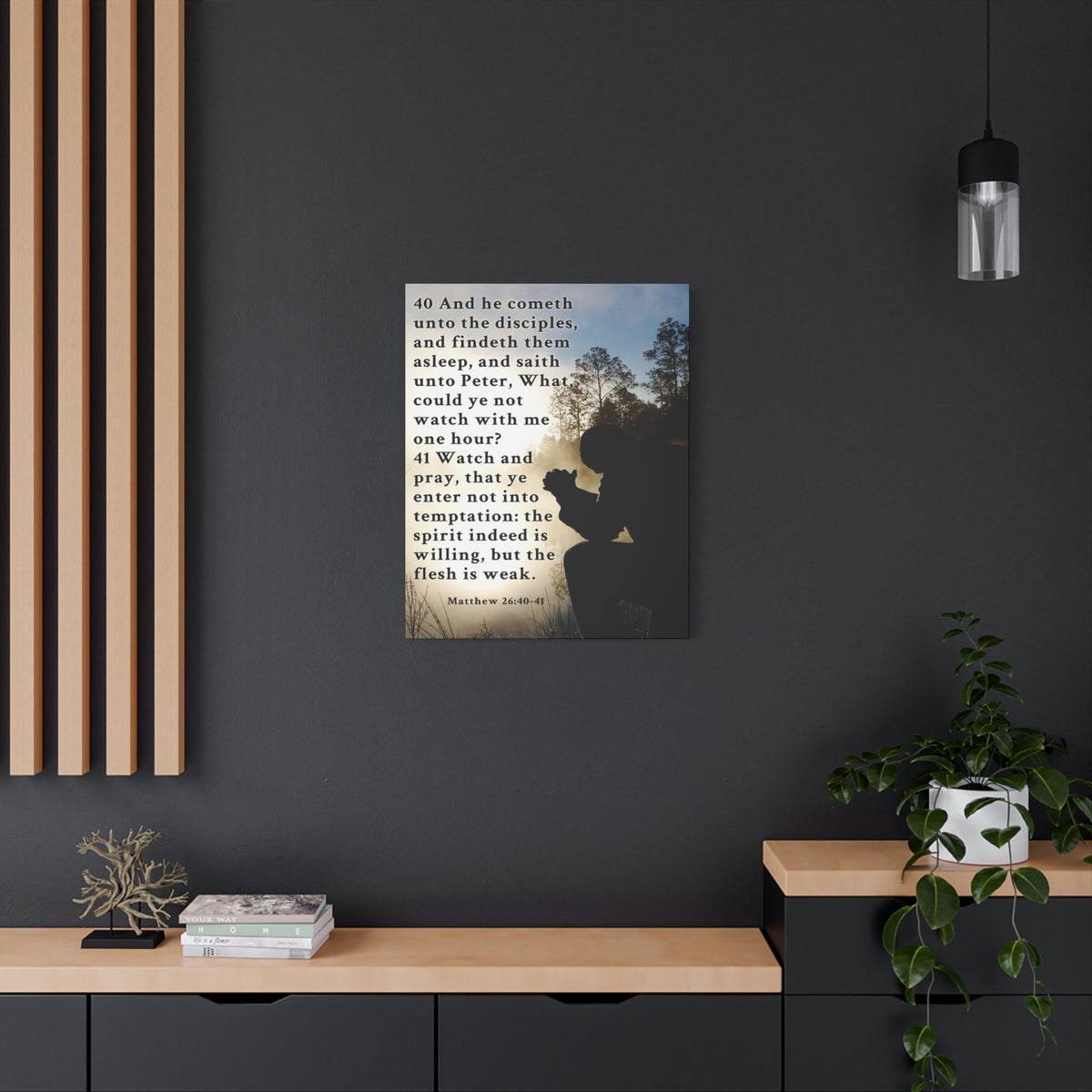 Matthew 26:40-41 Watch and Pray Bible Verse Canvas – Christian Wall Art, Ready to Hang-Express Your Love Gifts