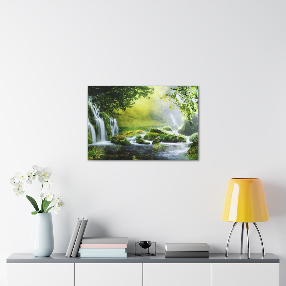 Tropical Forest Falls Nature Wilderness Photography Canvas Wall Art for Home Decor Ready-to-Hang-Express Your Love Gifts