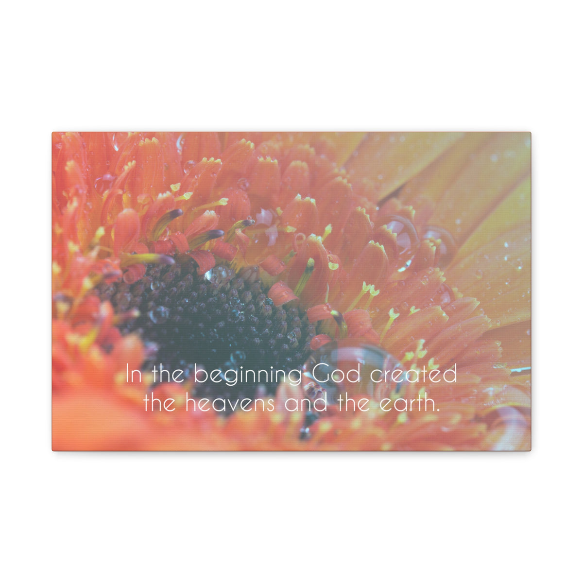 Scripture Canvas The Heavens And The Earth Genesis 1:1 Christian Wall Art Bible Verse Print Ready to Hang-Express Your Love Gifts