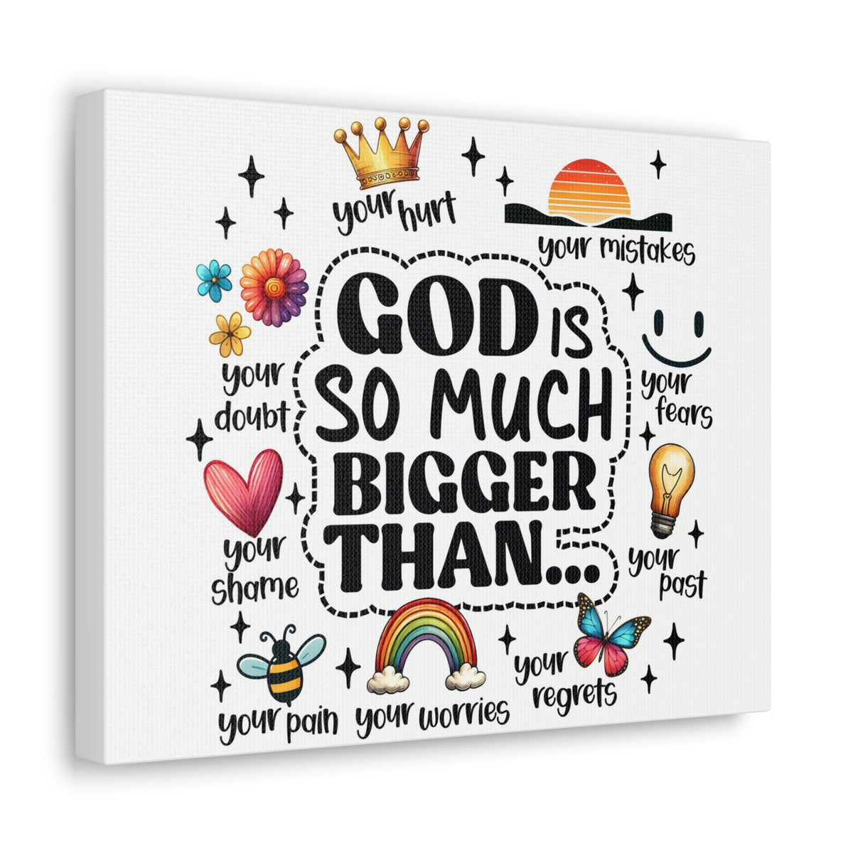 Scripture Walls God Bigger Than Everything Bible Verse Canvas Christian Wall Art Ready to Hang Unframed-Express Your Love Gifts