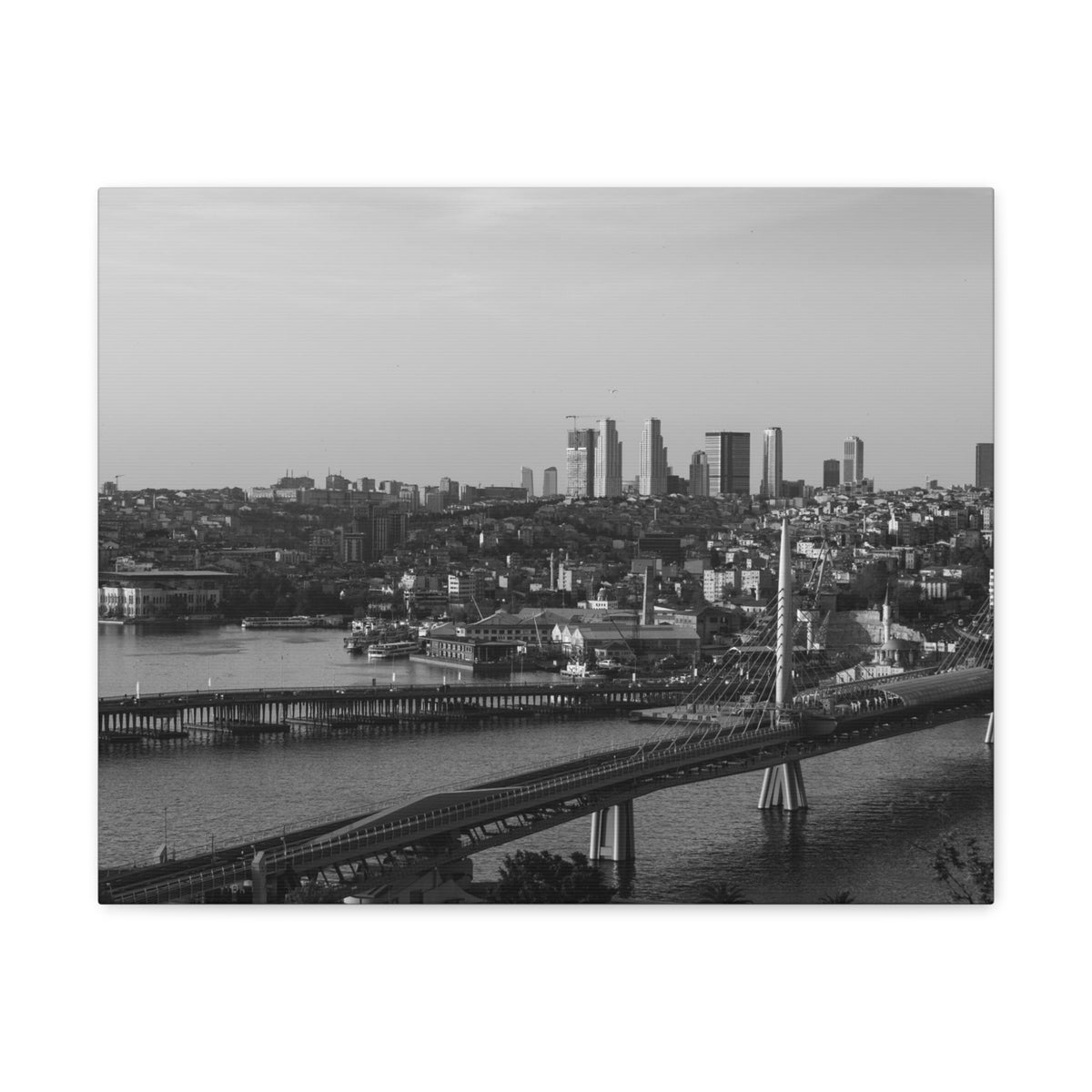 Istanbul Black And White Skyline Canvas Artwork High-Quality Breathtaking Stunning Cityscape for Home Decor Ready to Hang-Express Your Love Gifts