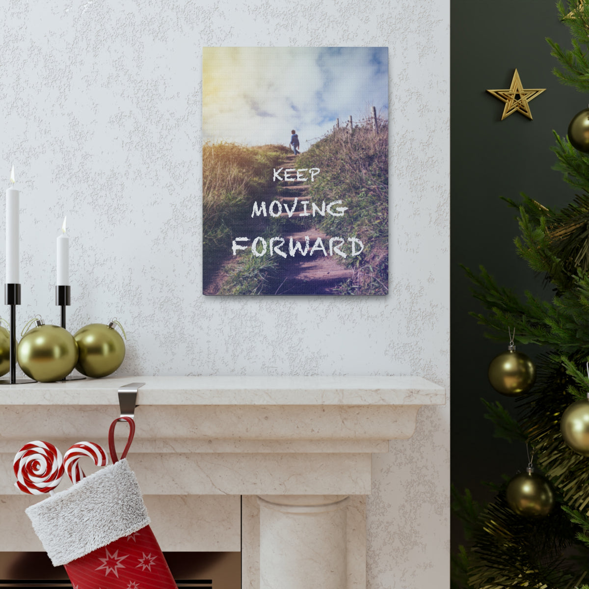 Inspirational Quote Canvas Keep Moving Forward Motivational Print Ready to Hang Artwork-Express Your Love Gifts