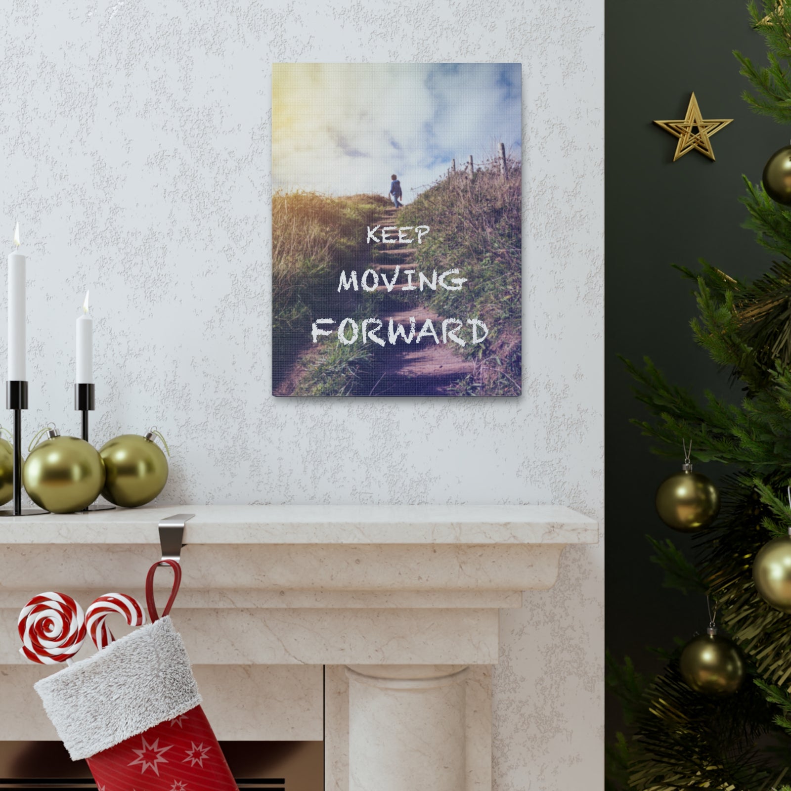 Inspirational Quote Canvas Keep Moving Forward Motivational Print Ready to Hang Artwork-Express Your Love Gifts