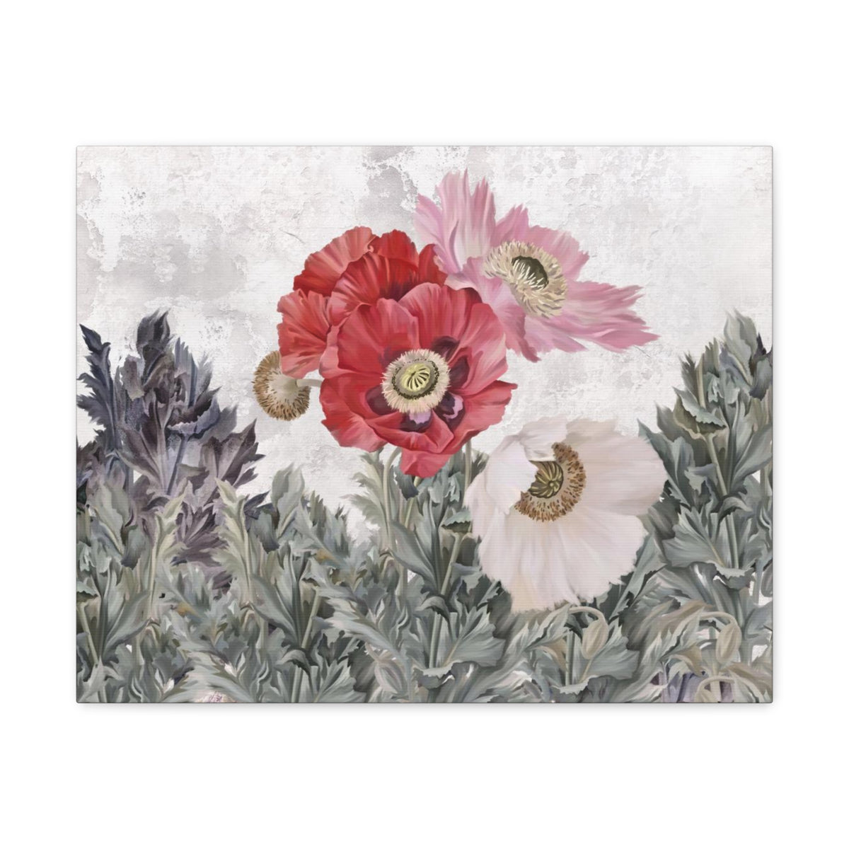 Poppies Flowers Illustration Flower Canvas Wall Art for Home Decor Ready-to-Hang-Express Your Love Gifts