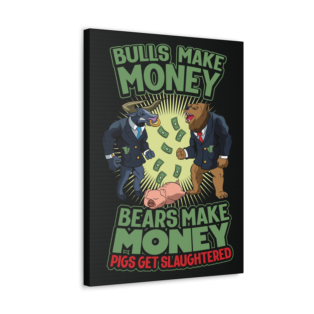 Stock Market Wall Art Gifts for Trader Bulls Bears Pigs Canvas Wall Street Quote Wall Art-Express Your Love Gifts