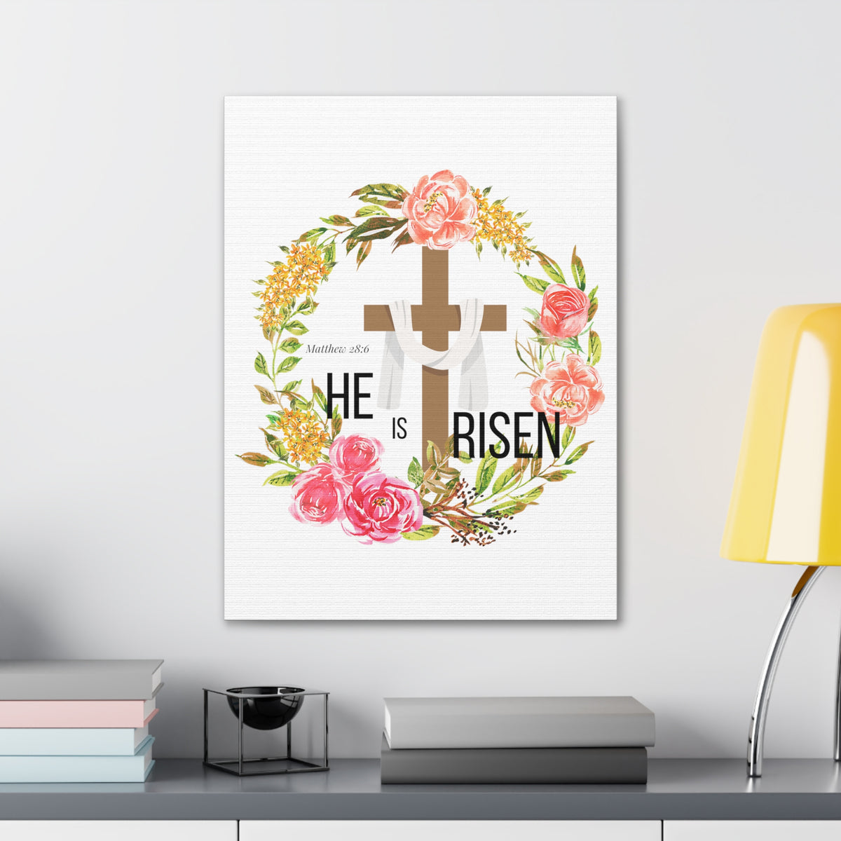 Scripture Walls Matthew 28:6 He Is Risen Bible Verse Canvas Christian Wall Art Ready to Hang Unframed-Express Your Love Gifts