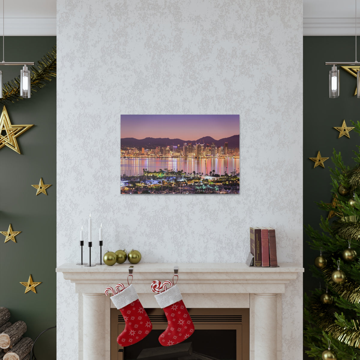 San Diego Night Skyline Canvas Artwork High-Quality Breathtaking Stunning Cityscape for Home Decor Ready to Hang-Express Your Love Gifts