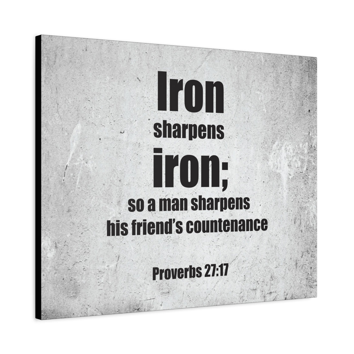 Scripture Canvas Iron Sharpens Iron Proverbs 27:17 Christian Wall Art Bible Verse Print Ready to Hang-Express Your Love Gifts
