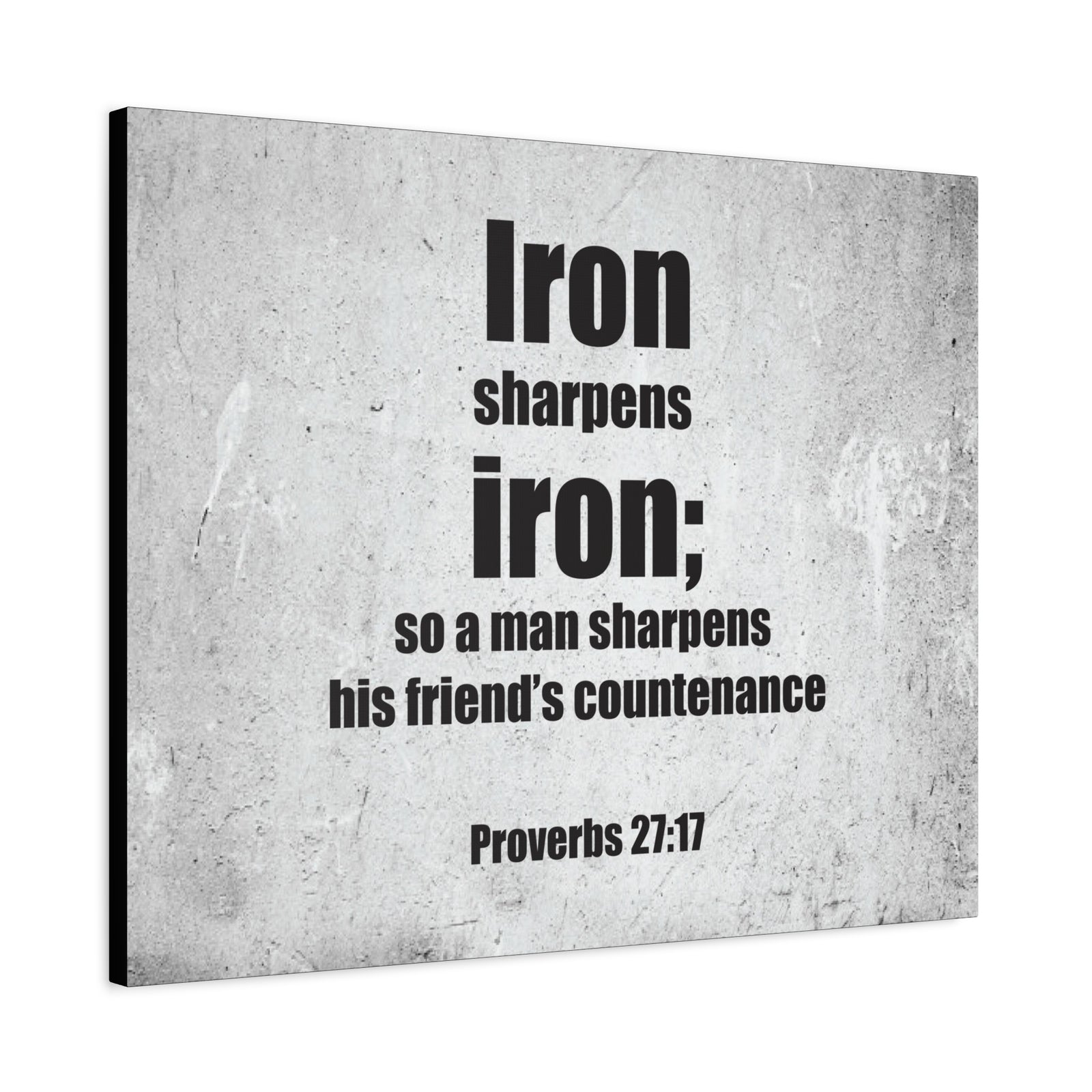 Scripture Canvas Iron Sharpens Iron Proverbs 27:17 Christian Wall Art Bible Verse Print Ready to Hang-Express Your Love Gifts