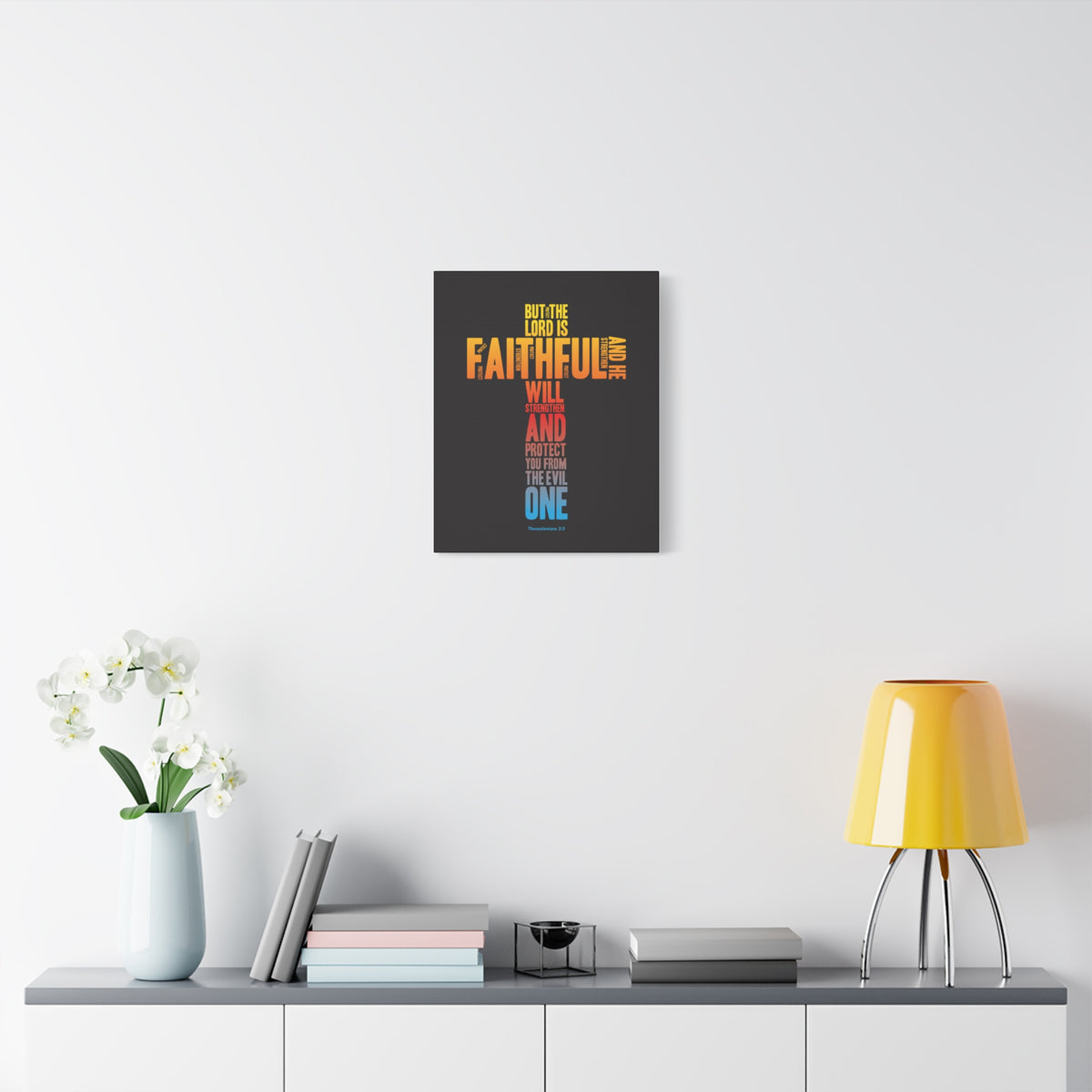 Scripture Canvas Protect You From Evil Thessalonian 3:3 Christian Wall Art Bible Verse Print Ready to Hang-Express Your Love Gifts