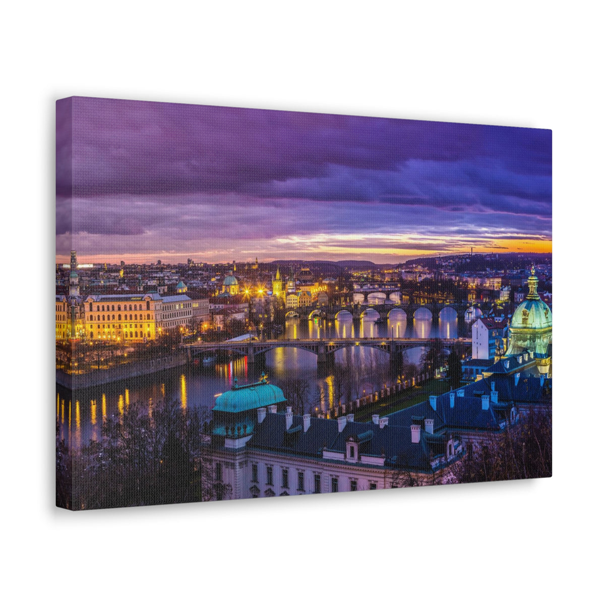 Prague Night Skyline Canvas Artwork High-Quality Breathtaking Stunning Cityscape for Home Decor Ready to Hang-Express Your Love Gifts
